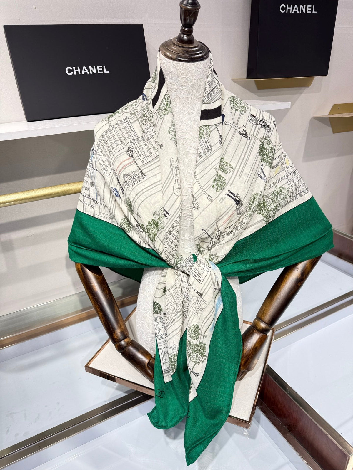 Chanel 2026 Landscape Motifs Scarf 140cm Cashmere Silk 218437