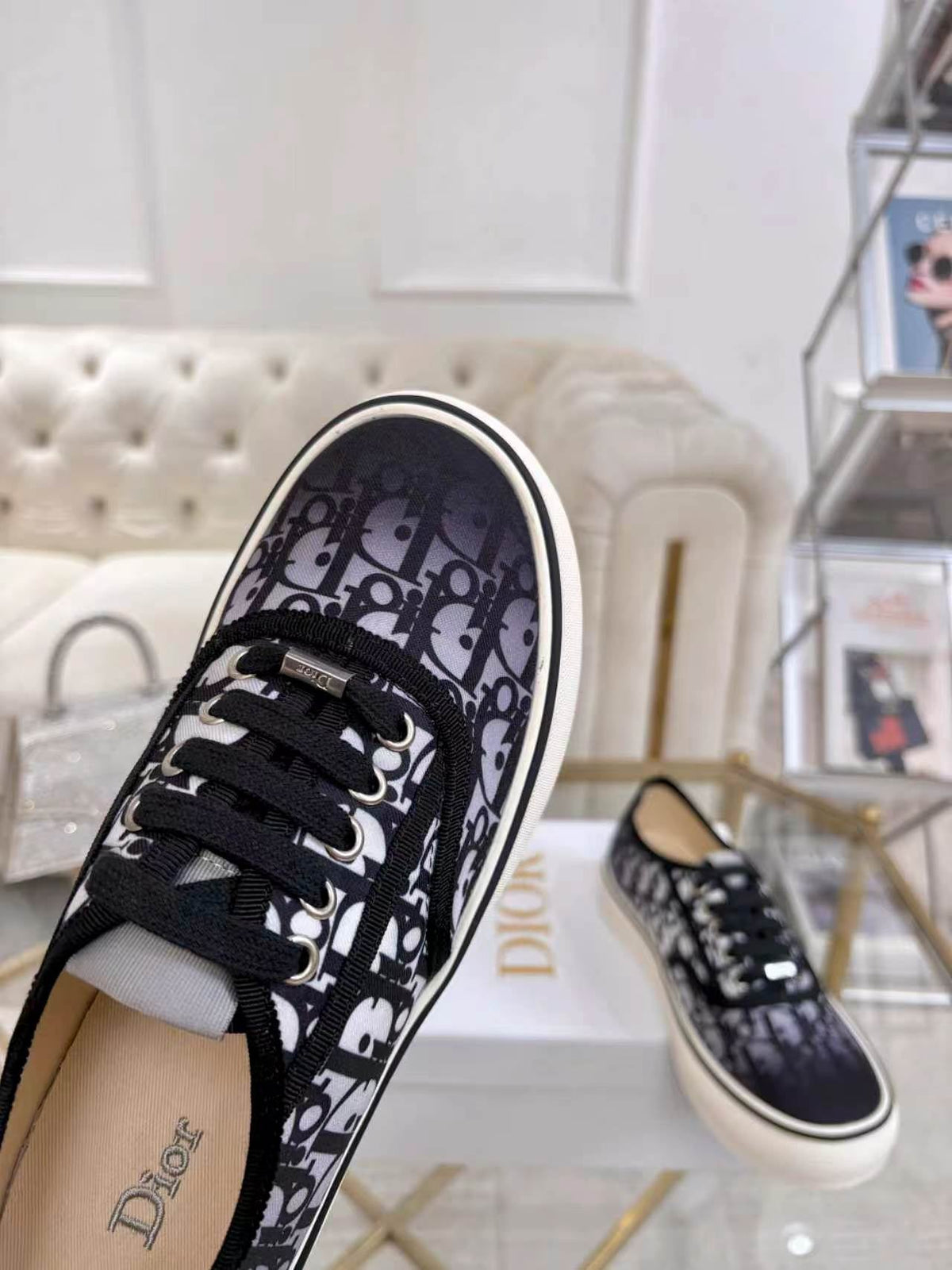 CD 26s Low Top Sneakers Black Dior Oblique Canvas 374925