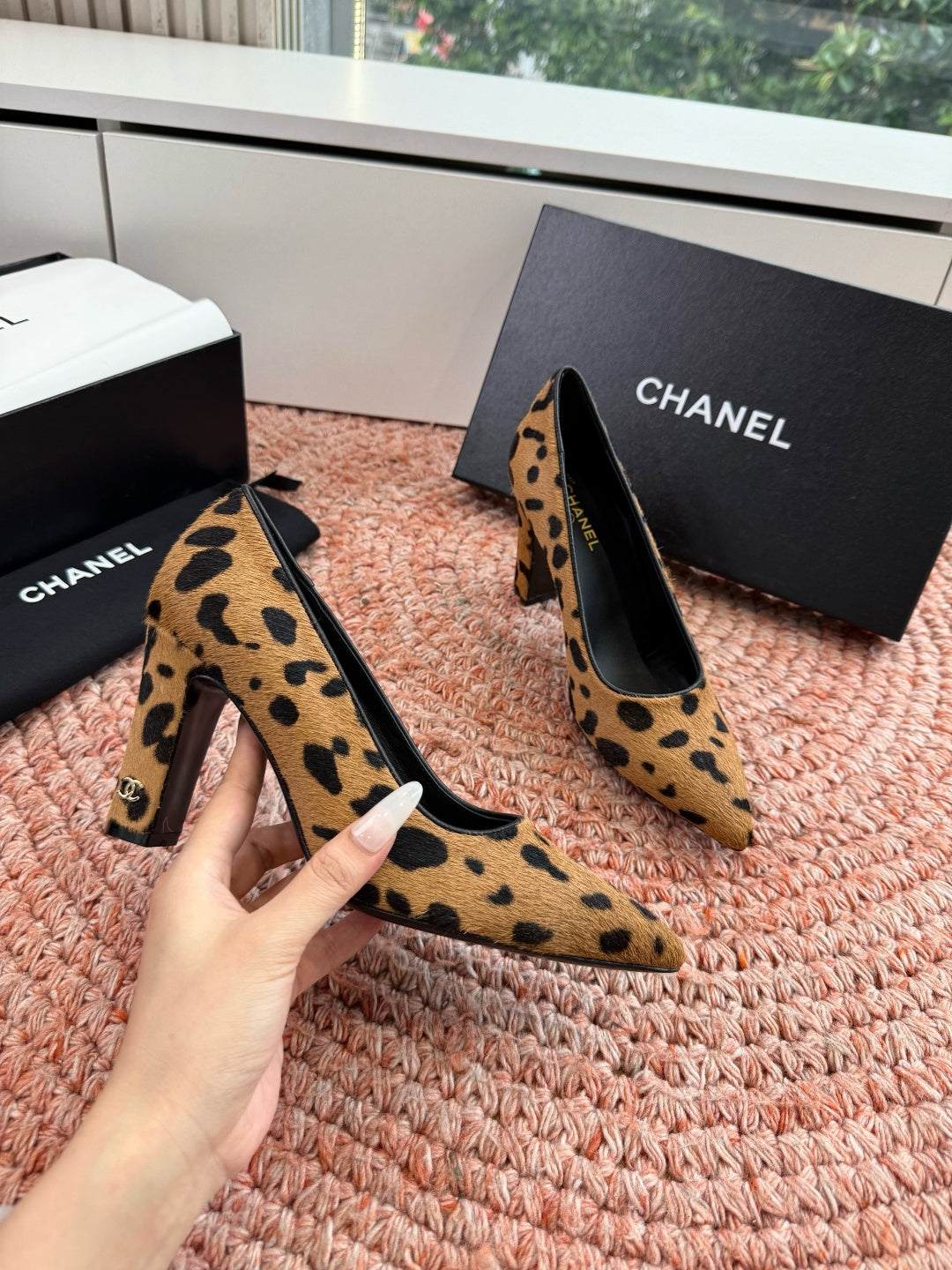 CC 26s High Heels In Brown Pony Hair With Leopard-Print