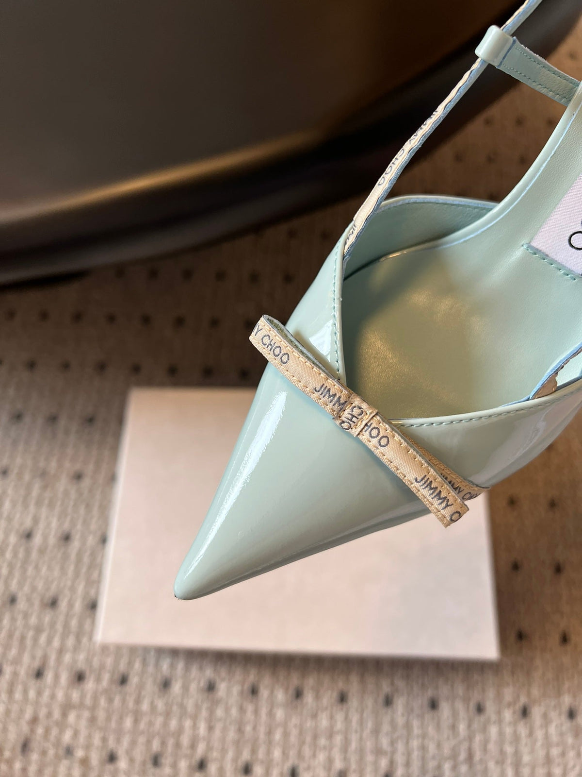 Jimmy Choo 26S Slingback Heels 6.5cm Pastel Blue Patent Calfskin 627194