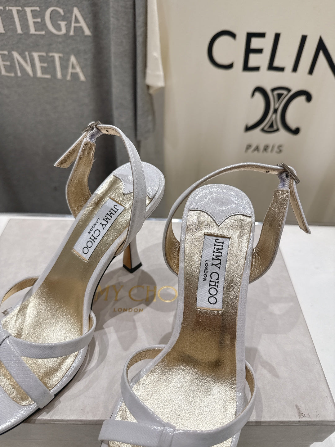 Jimmy Choo 26S High-Heeled Sandals 10.0cm White Lambskin 834192