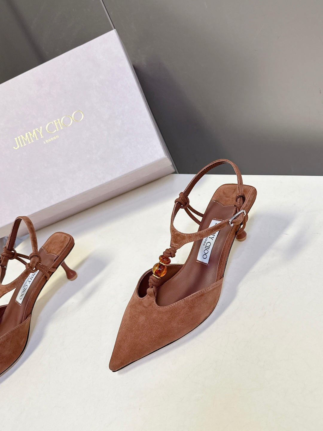 Jimmy Choo 26S High Heels 5.0cm Brown Suede 392851