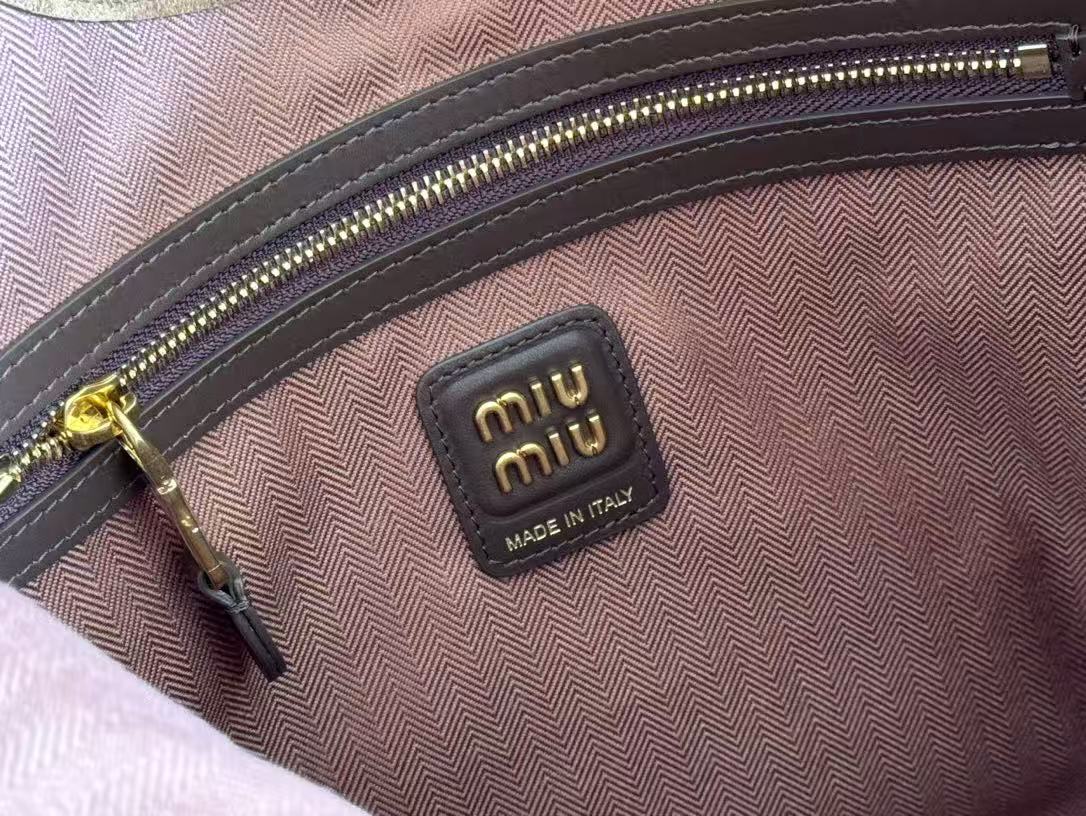 Miu IVY Hobo Bag Brown Suede