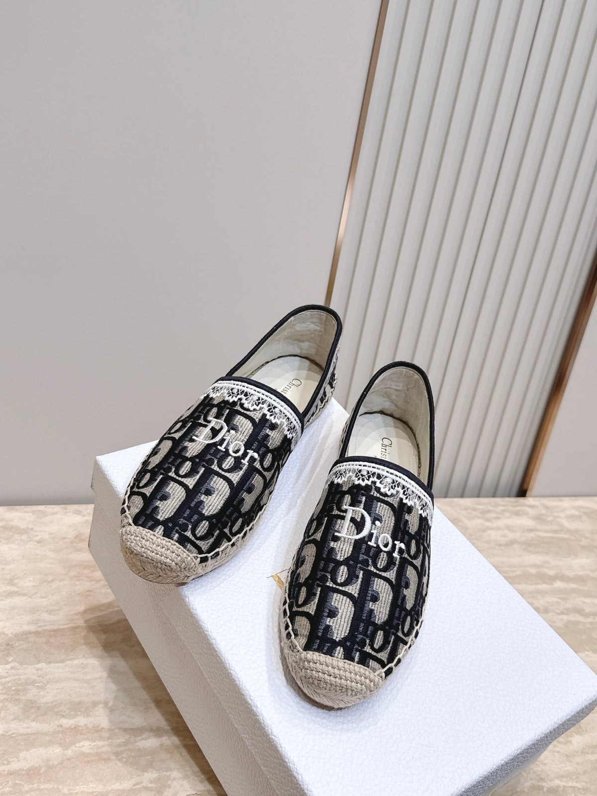 Dior 26s Siroco Espadrille Black White Dior Oblique Embroidered Canvas