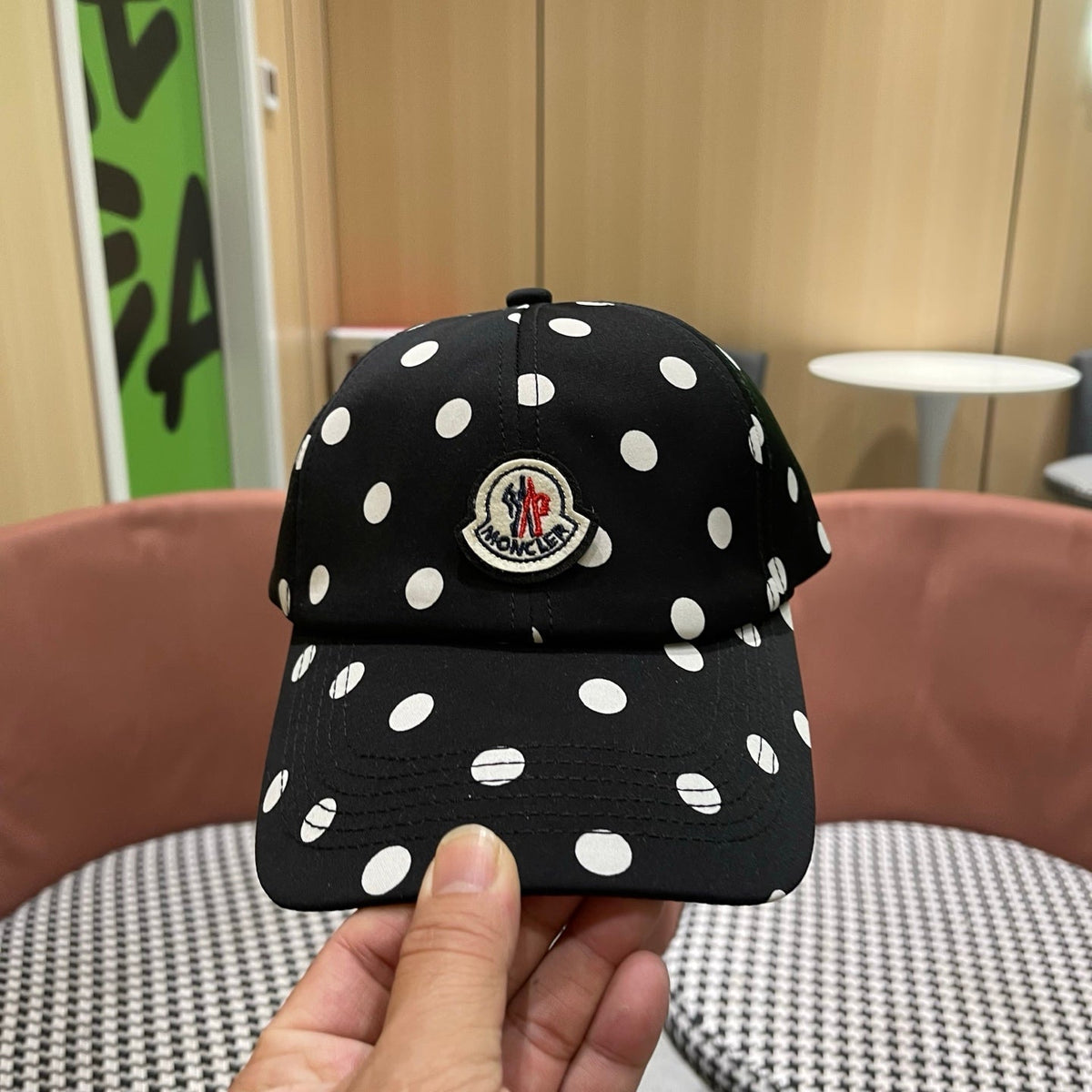 Moncler Cotton Polka Dot Baseball Cap Hat 512509