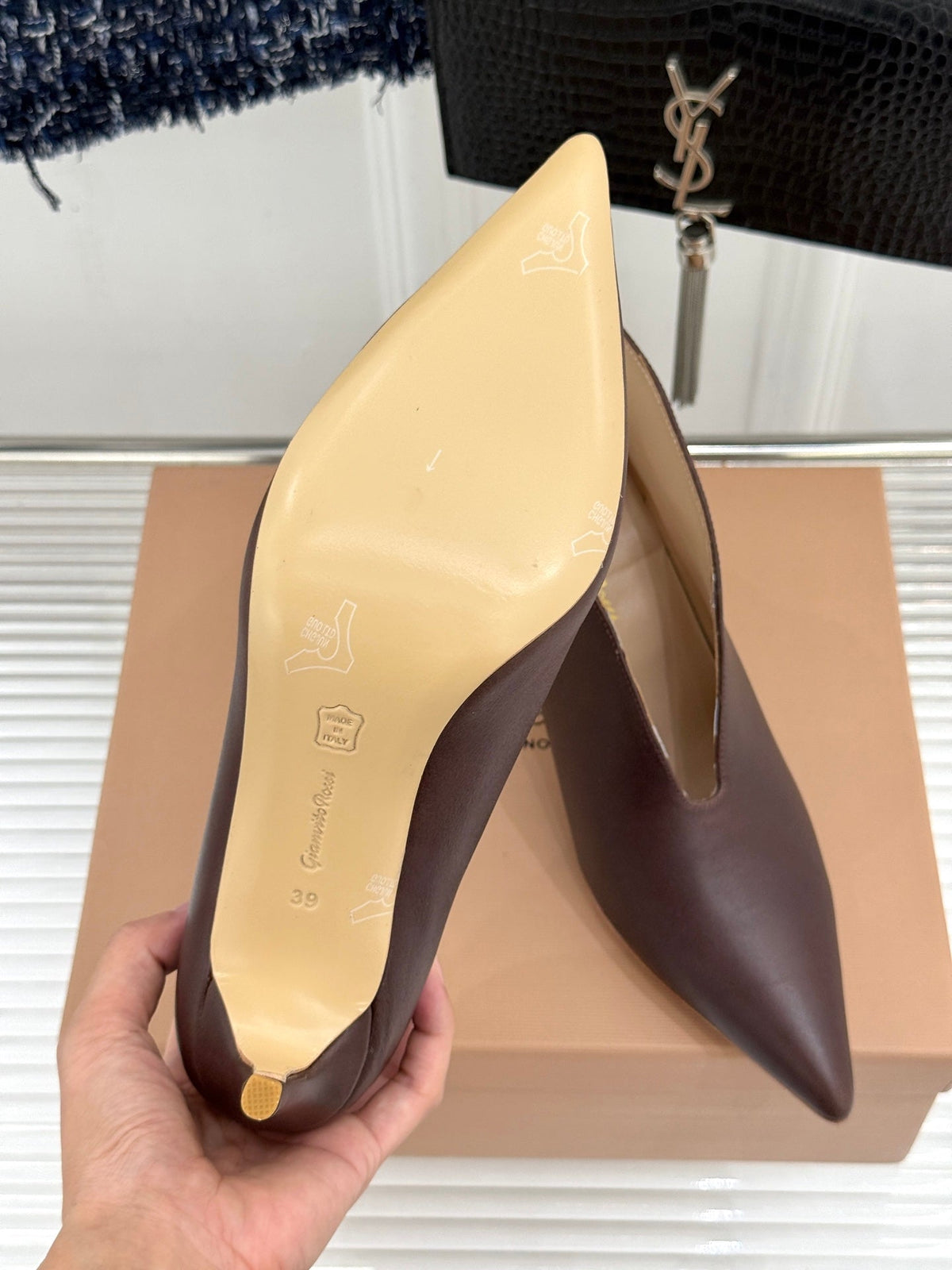 GR 26s Vania Pumps 9cm Brown Leather 175085