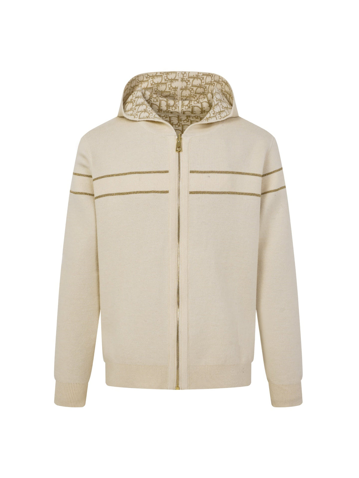 Dior 26s Reversible Hoodie Beige Dior Oblique Knit Men