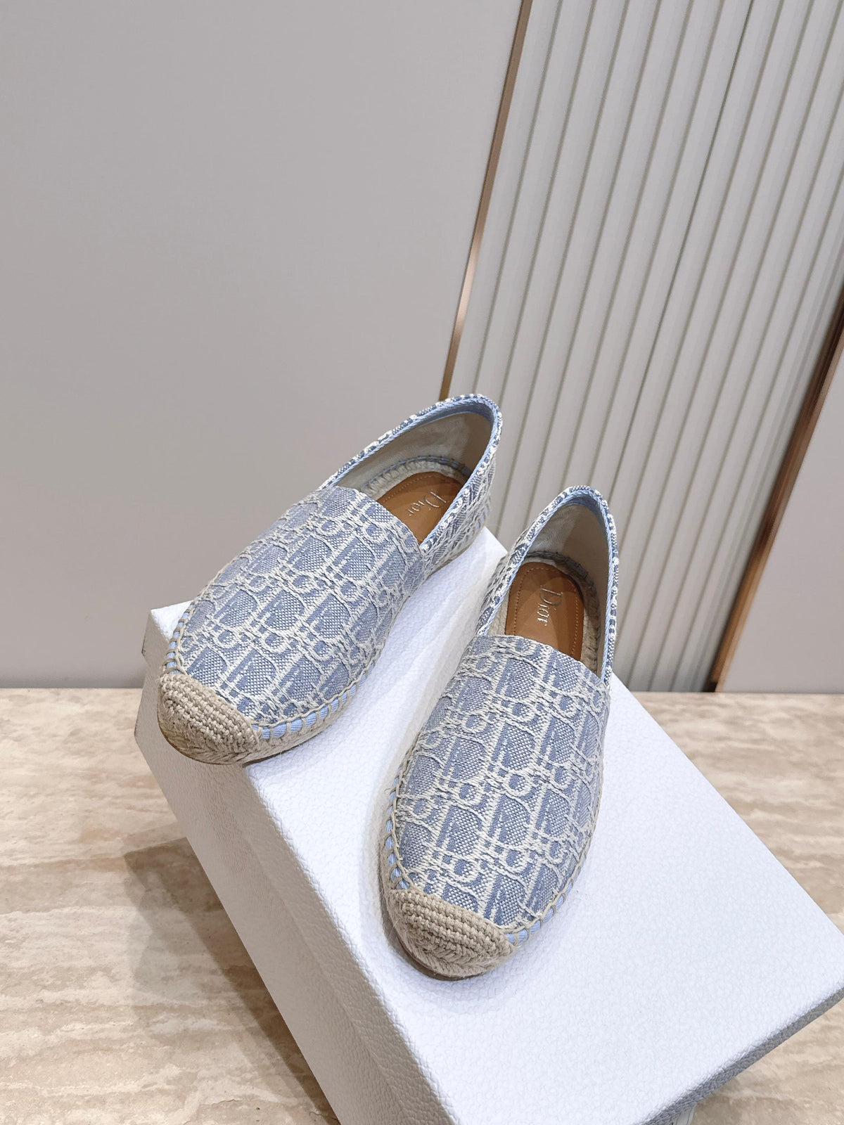 Dior 26s Siroco Espadrille Blue White Dior Oblique Canvas