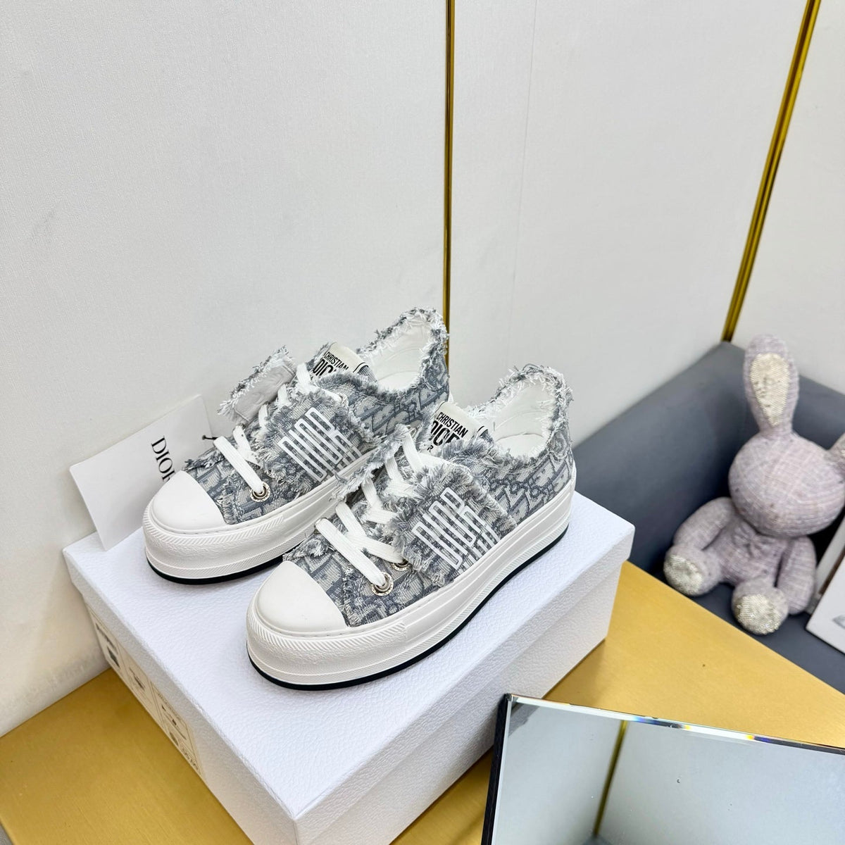 CD 26s Platform Sneaker 50mm Grey White Oblique Canvas 294185