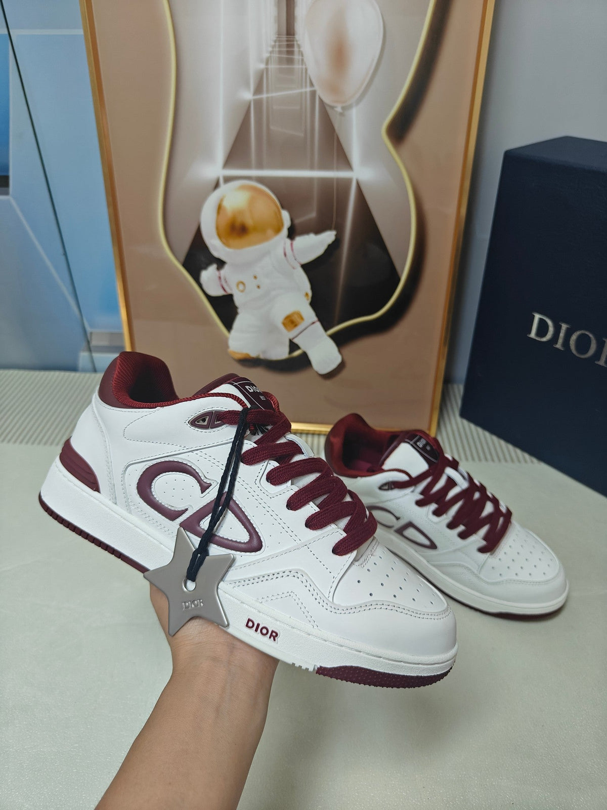 CD 26s Low Top Sneaker White Dark Red Calfskin 491852