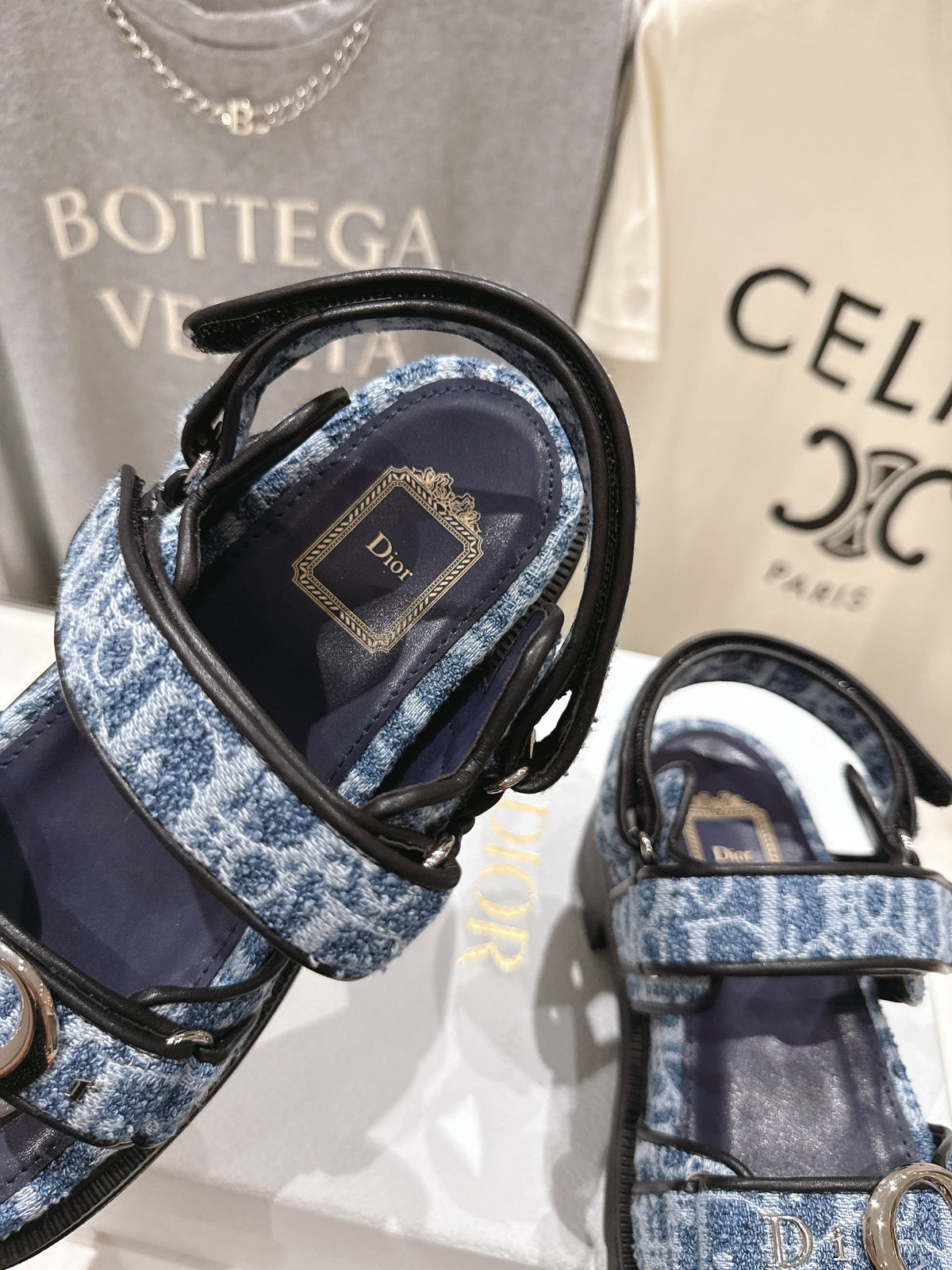 CD 26s D Wander Sandals Blue Dior Oblique Denim Silver Hardware 839204