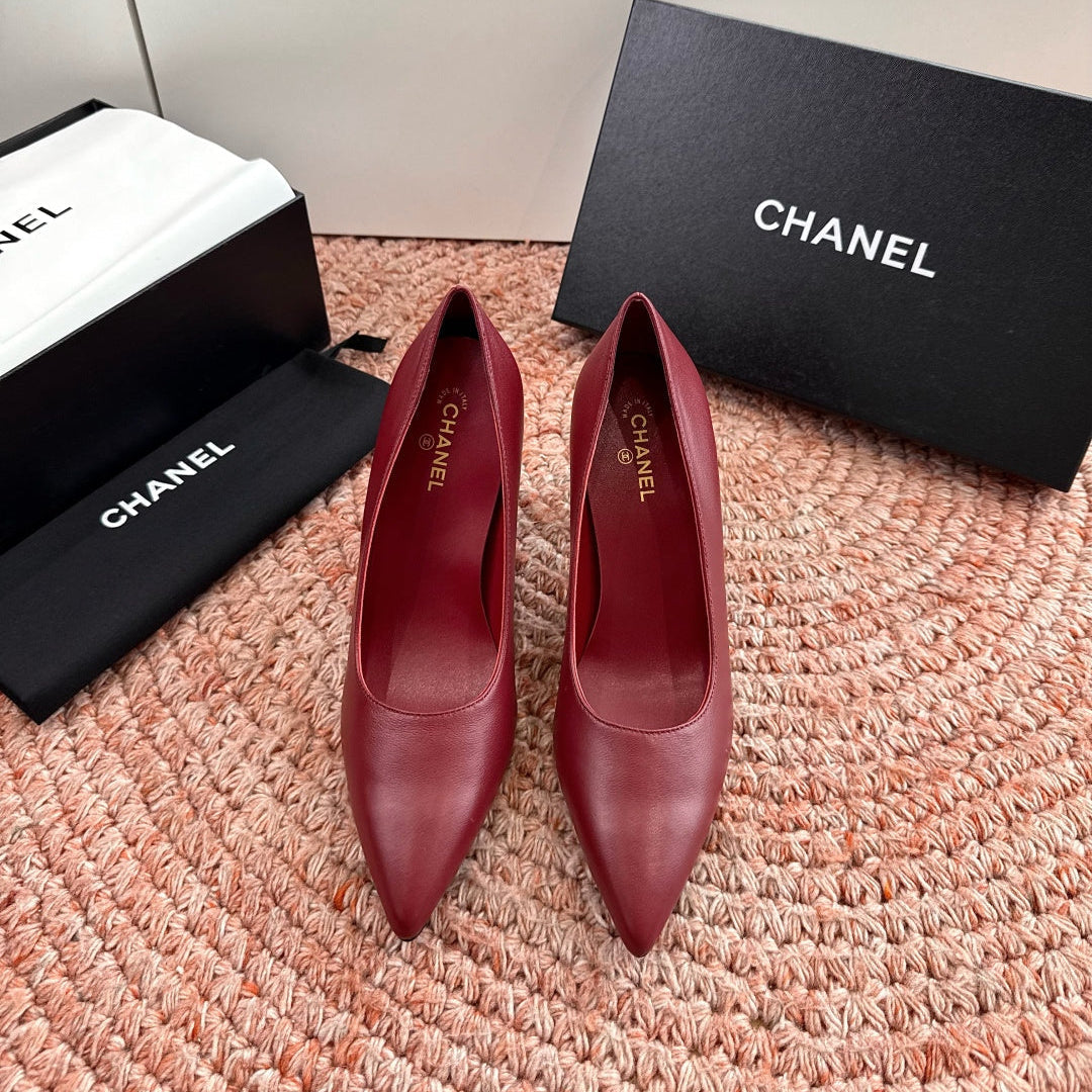 Chanel 26s High Heels Red Smooth Lambskin