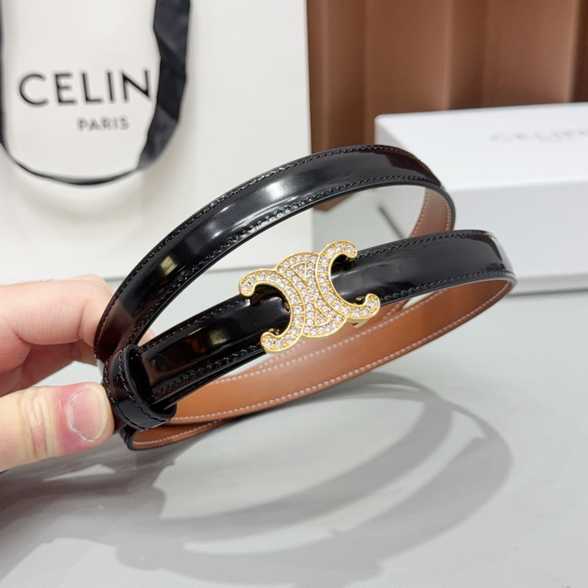CE 26FW 1.8cm Belt Calfskin Leather 219151