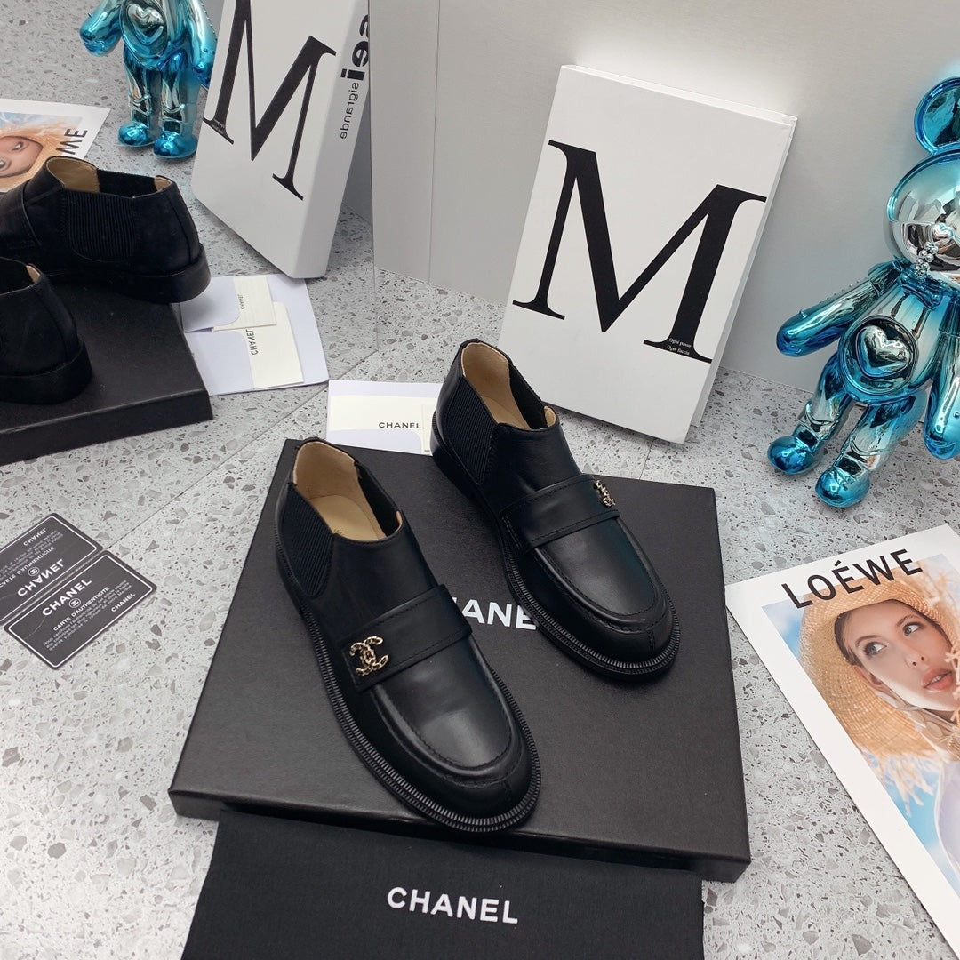 Chanel 2026 Elastic Short Boots Black Cowhide 162227