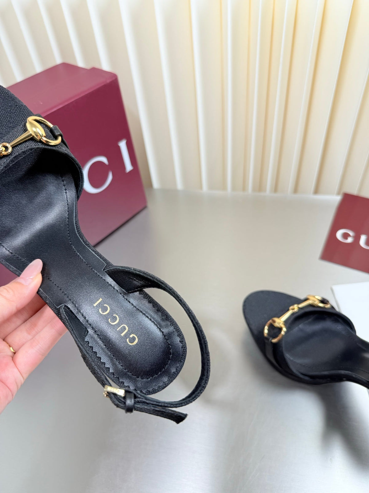 Gucci 26s Slingback Pump 10.5cm Black GG Canvas