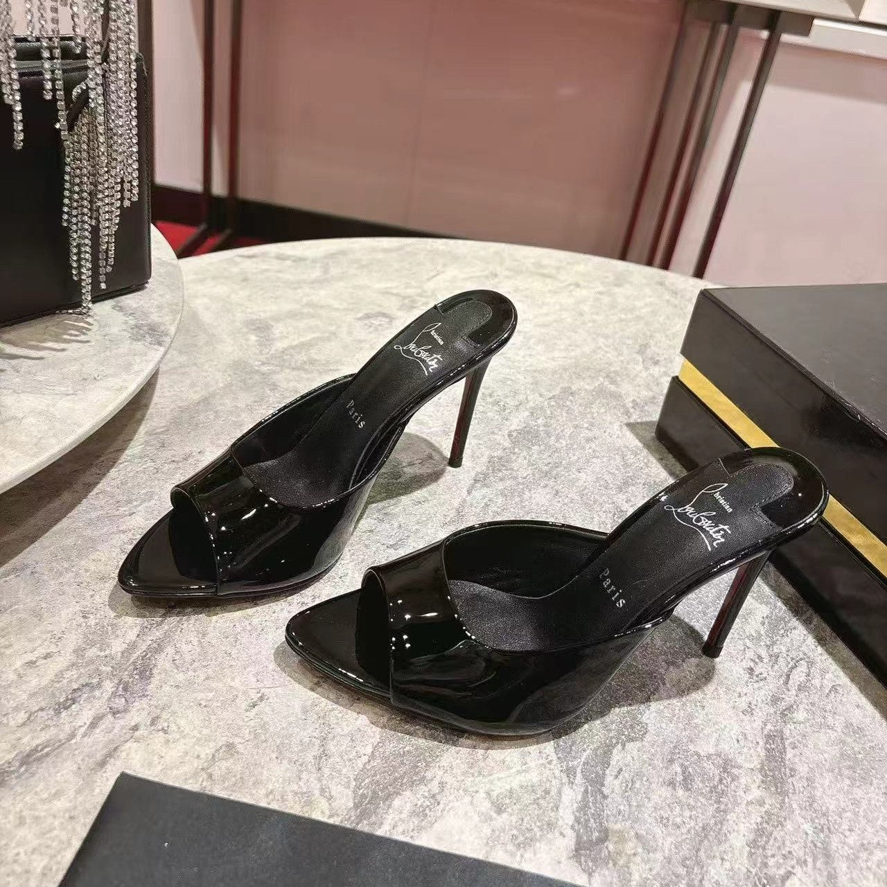 CL Miss Z 80 Mule Black Patent Leather