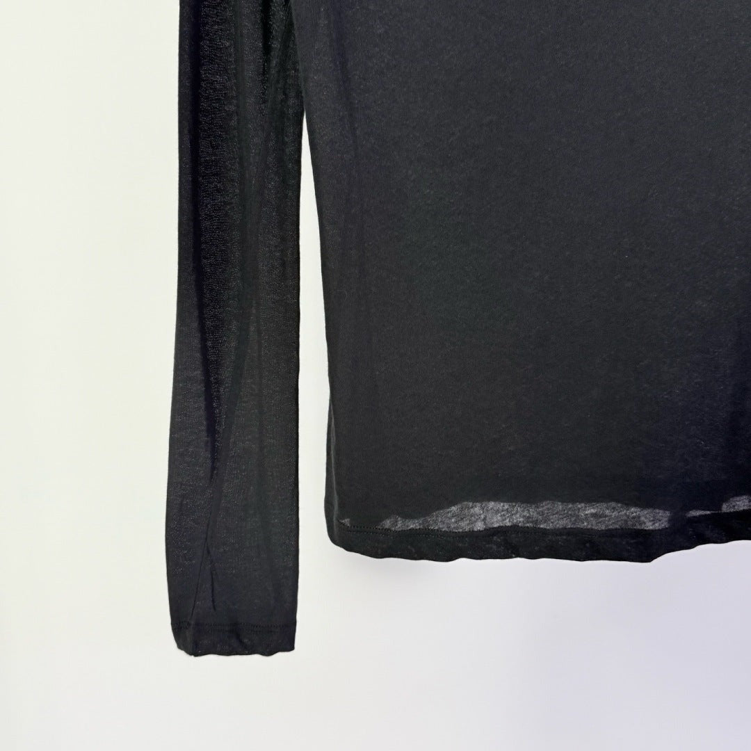 LW 26S Wide Neck Anagram Embroidery Sheer Top 436206
