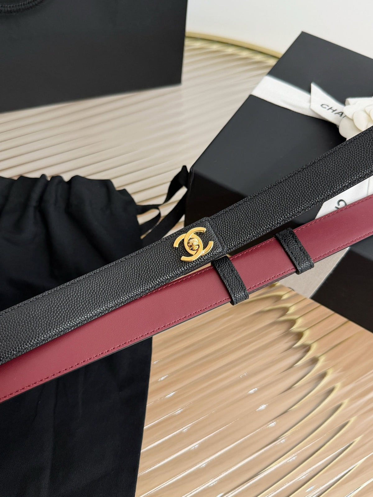 Chanel 2026 Gold-Hardware Belt 25mm Suede Leather 219834