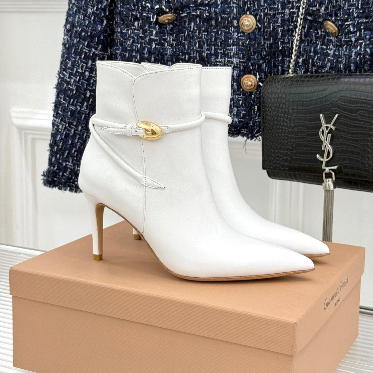 GR 26s Jungle Mamba Booties 8cm White Leather 175082