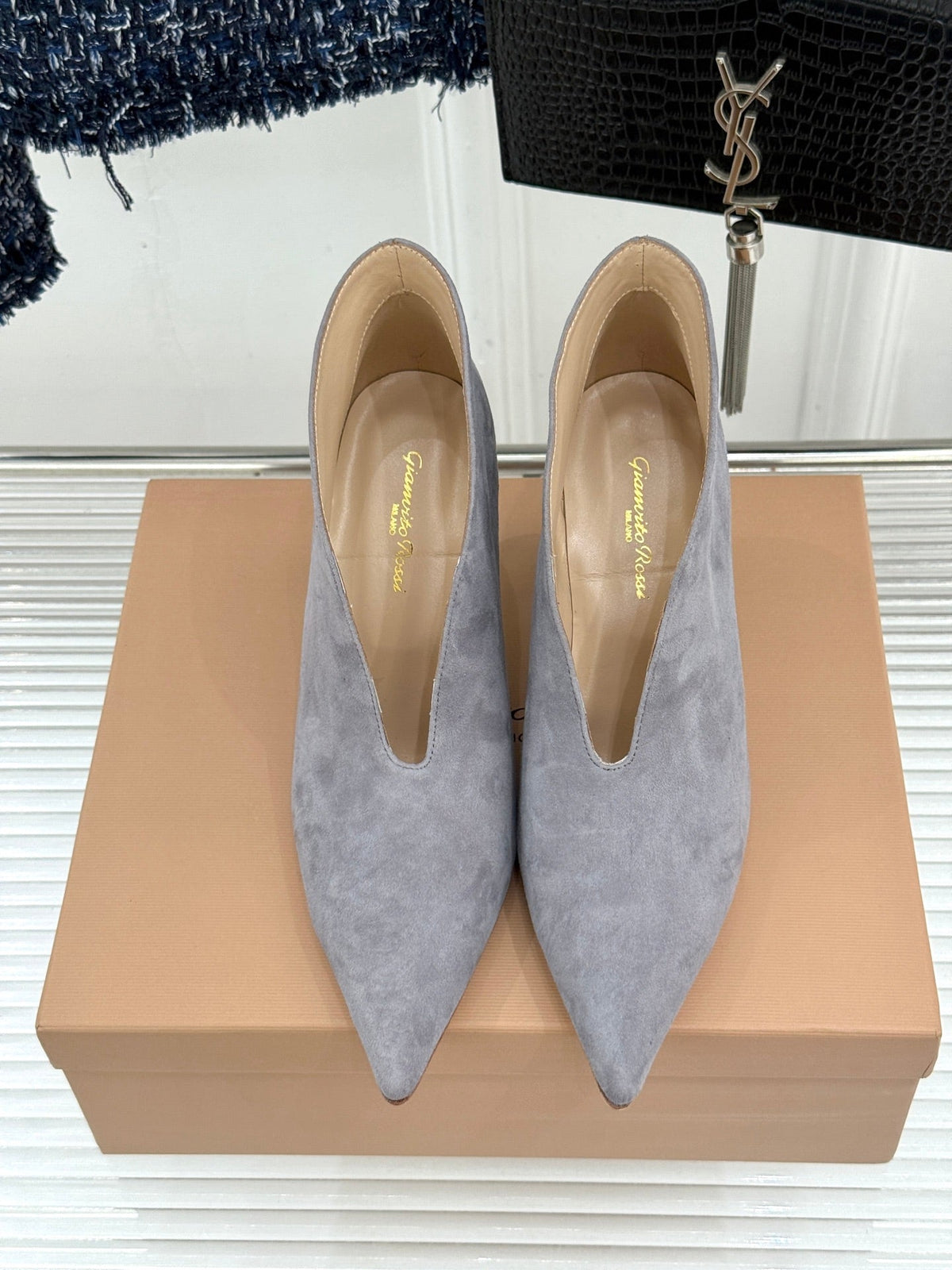 GR 26s Vania Pumps 9cm Grey Suede 175088