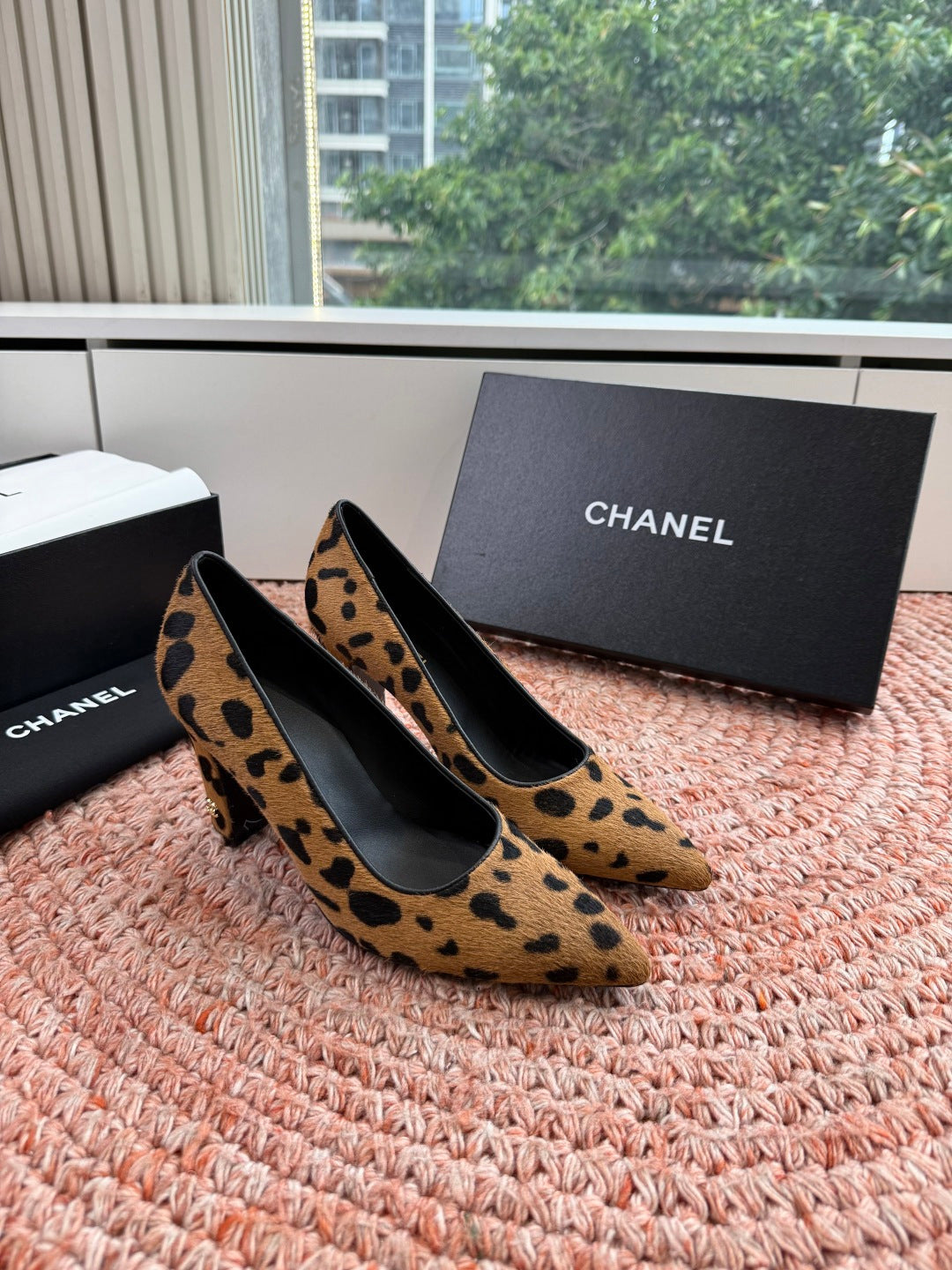 CC 26s High Heels In Brown Pony Hair With Leopard-Print