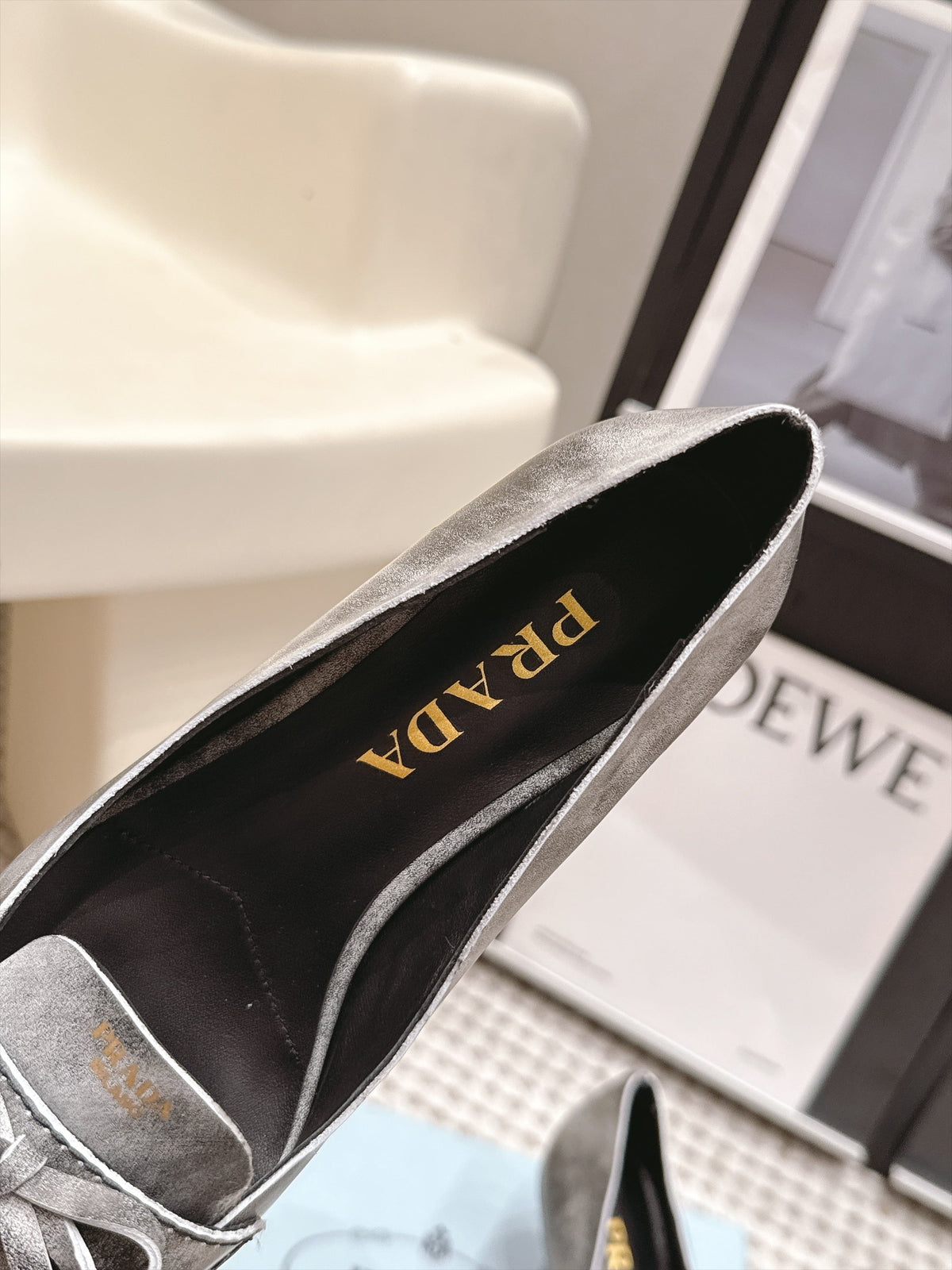 Prada 2026 Kiltie Fringe Pointed Toe Shoe 55mm Leather 173940