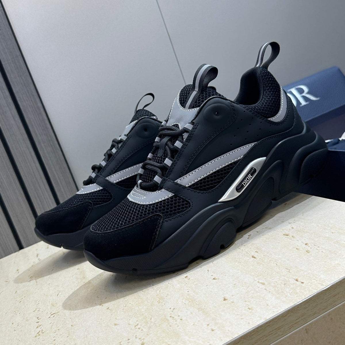 CD 26s Men B22 Sneakers Black Grey Trim Mesh 384192