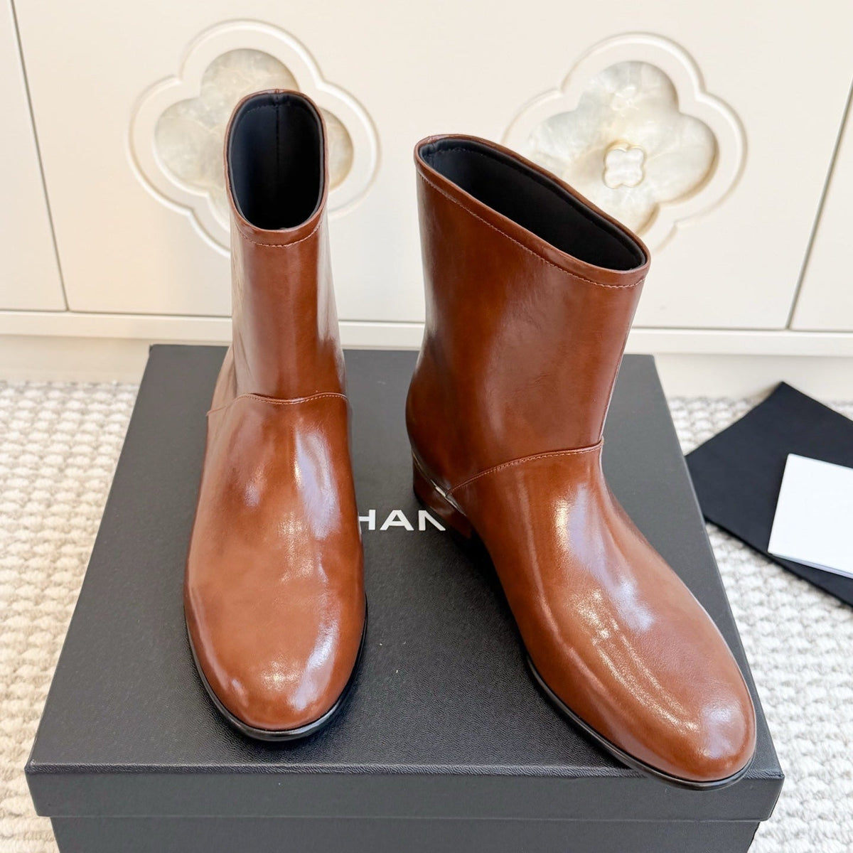 Chanel 26s Short Boots Brown Calfskin