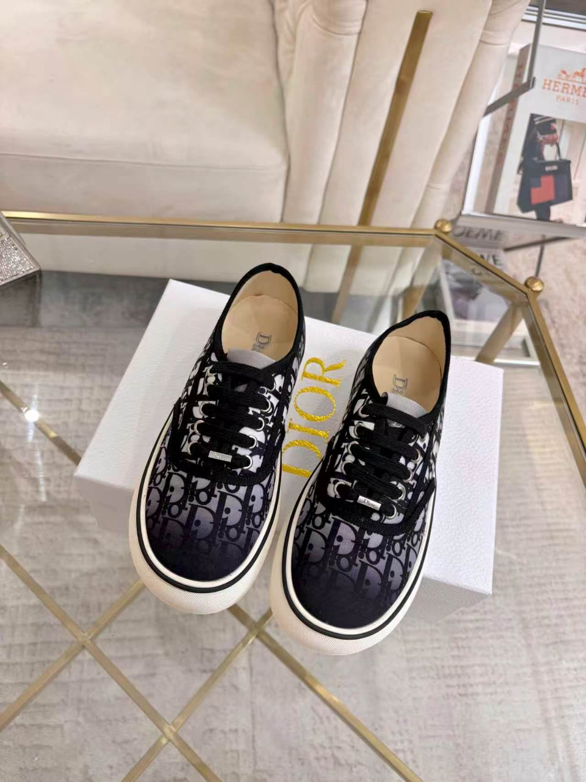 CD 26s Low Top Sneakers Black Dior Oblique Canvas 374925