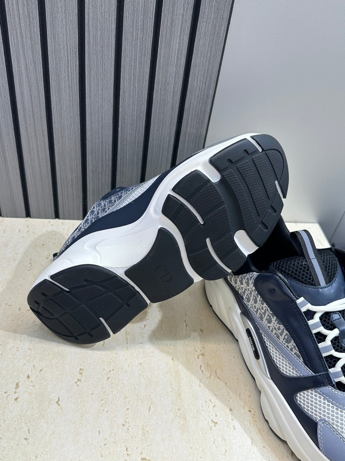 CD 26s Men B22 Sneakers Grey Blue Oblique Jacquard Canvas 835214