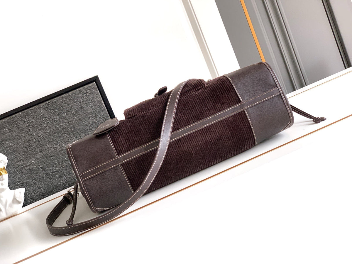 Prada 2026 Bonnie Corduroy Bag Brown Velvet Leather