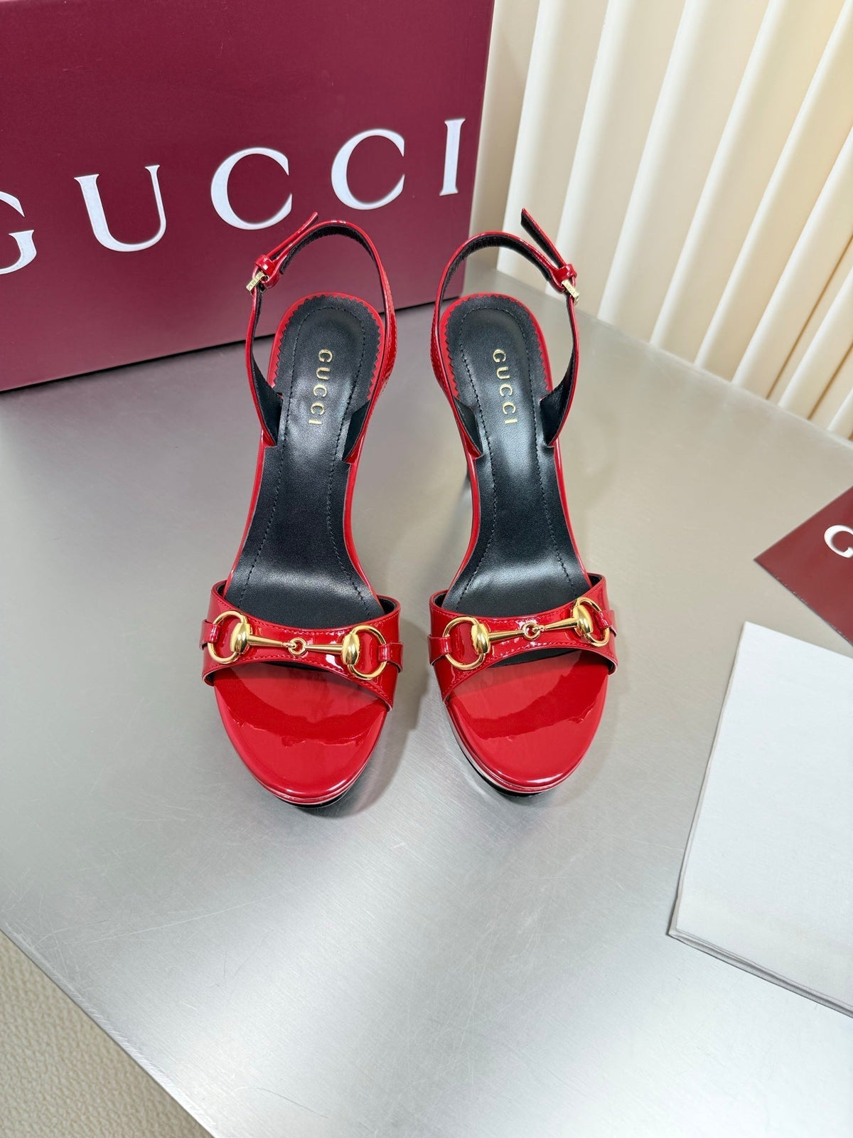 Gucci 26s Slingback Pump 10.5cm Red Glossy Calfskin