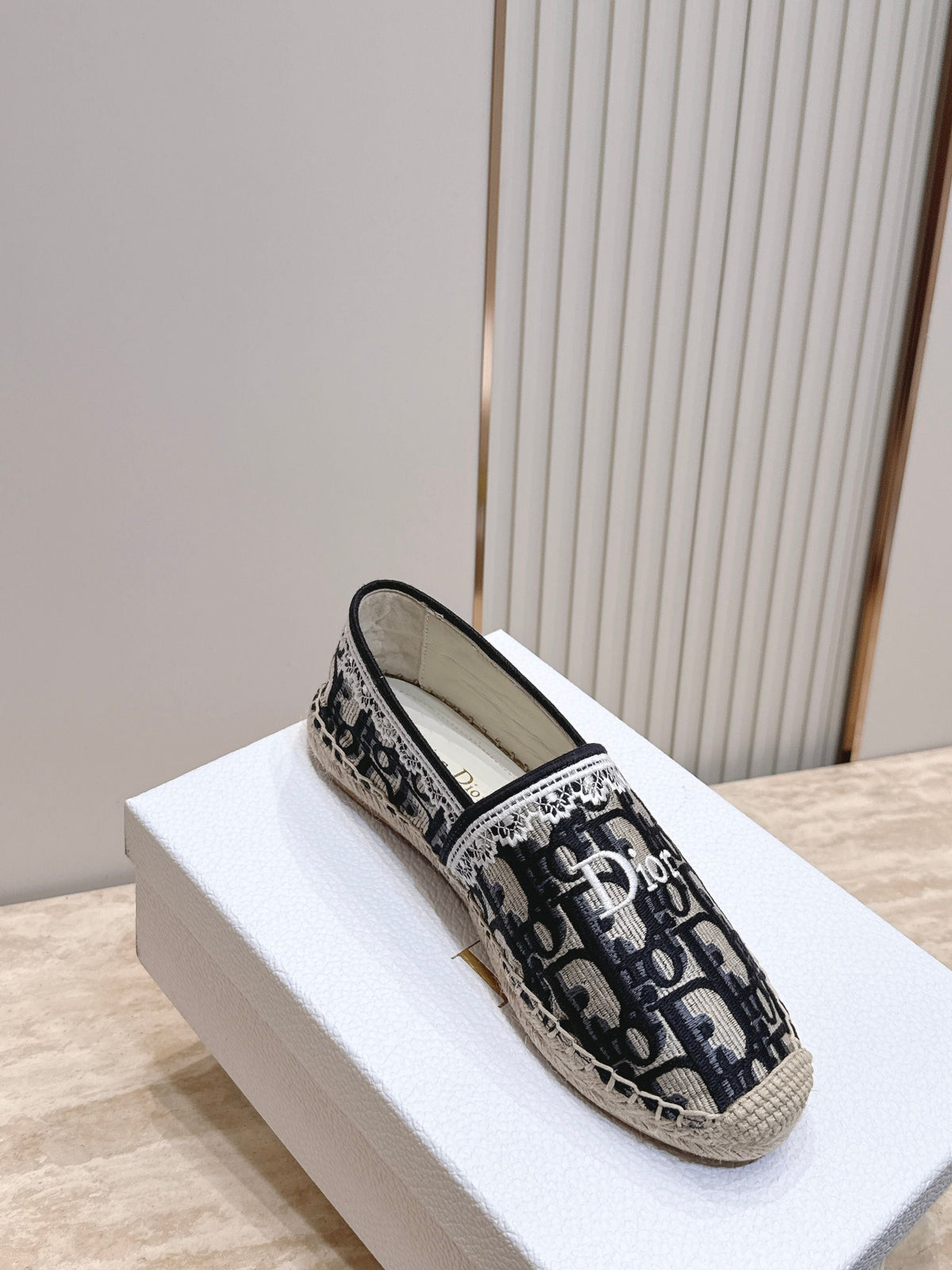 Dior 26s Siroco Espadrille Black White Dior Oblique Embroidered Canvas