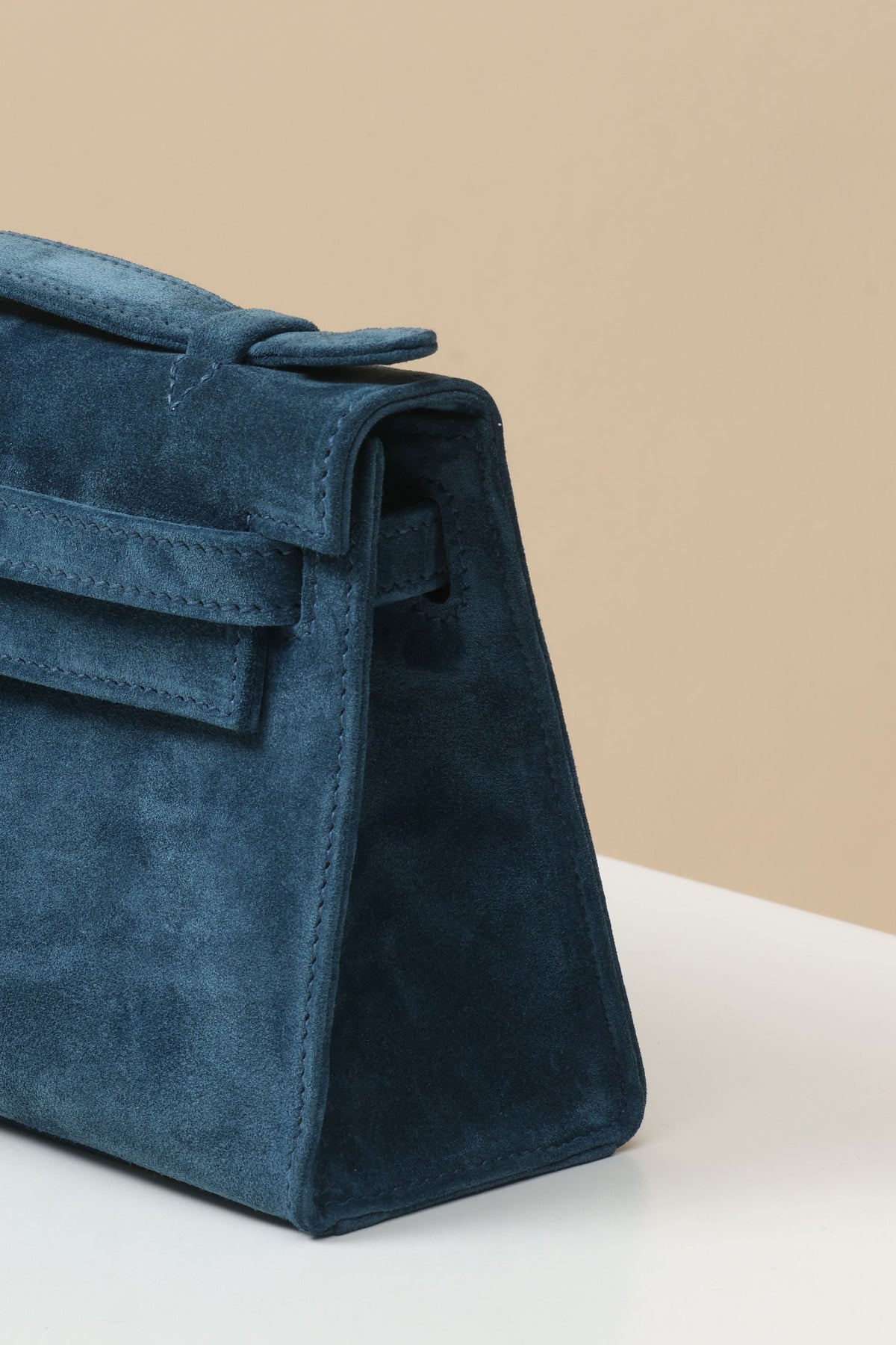 High-end Hermes 2026 Kelly Pochette 22cm Bag Navy Blue Suede