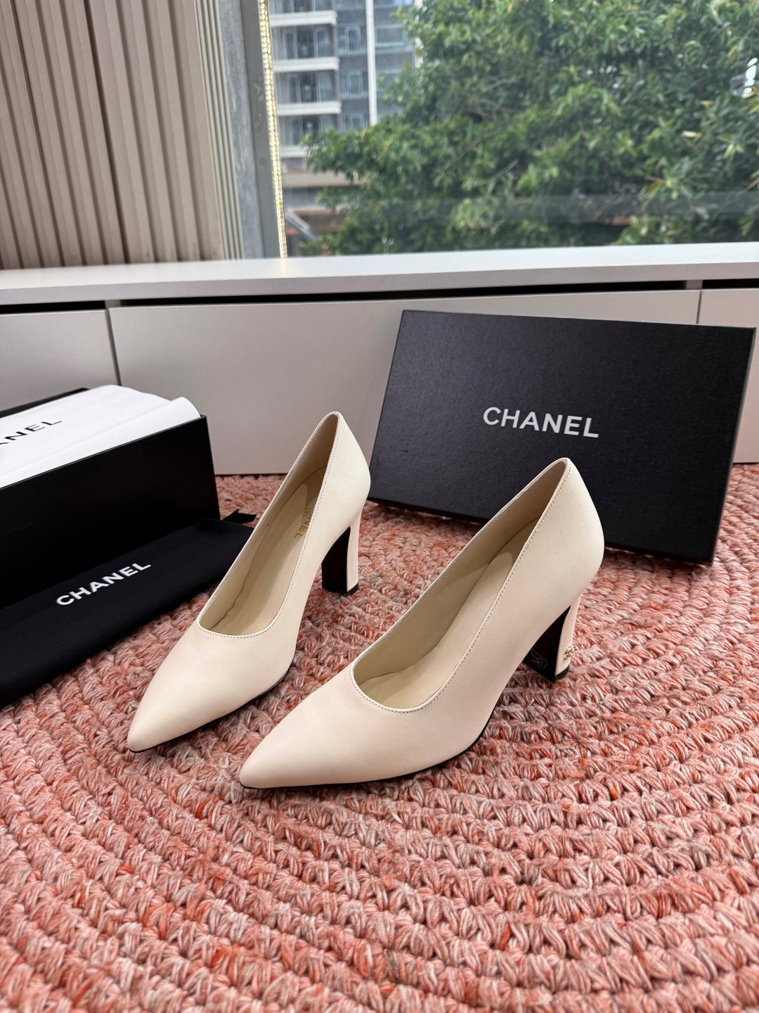Chanel 26s High Heels Off White Smooth Lambskin
