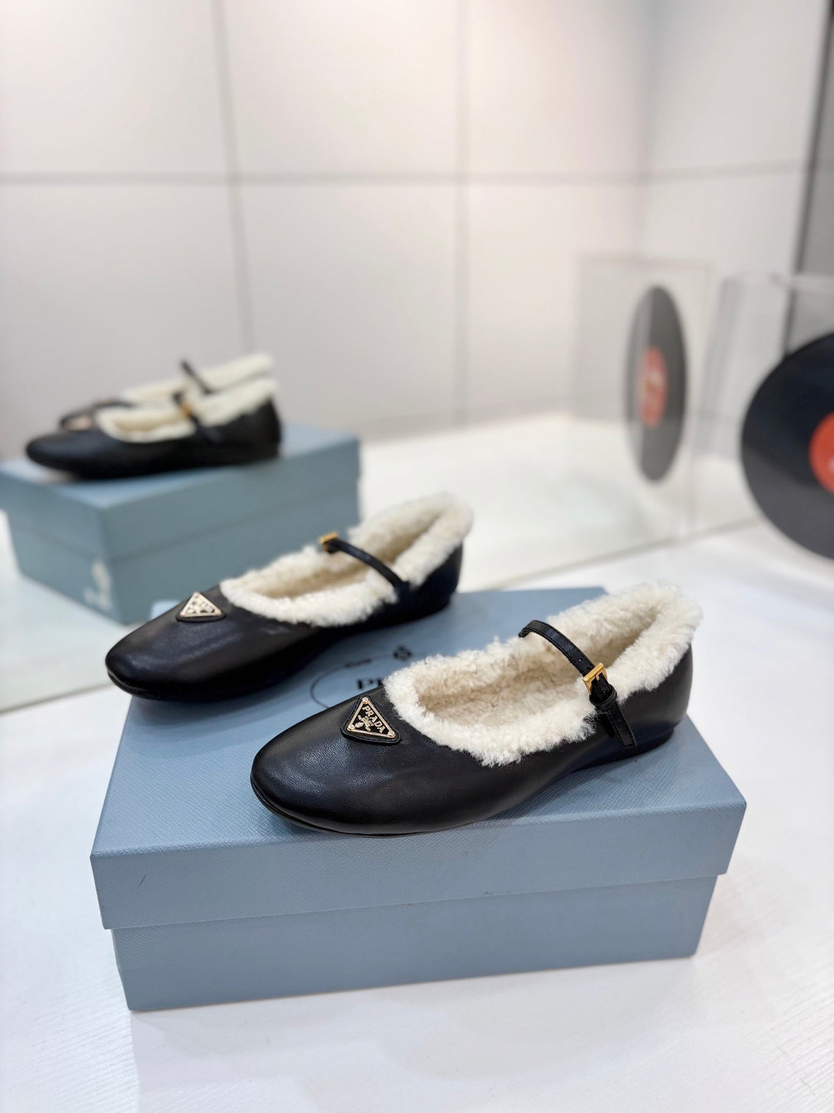 Prada 2026 Ballet Flat Suede Leather Wool 166108