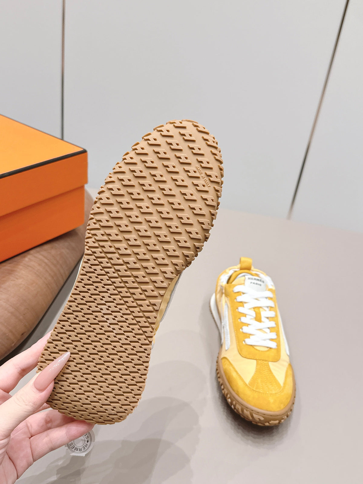 HM 26S Bouncing Sneakers Yellow Nylon Suede