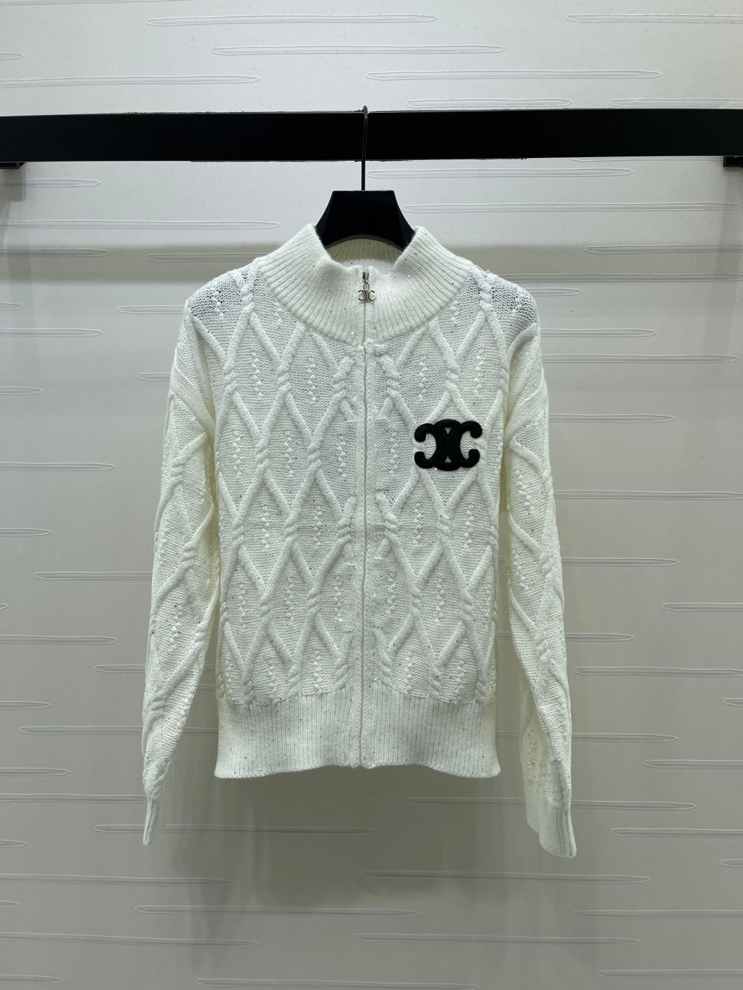 CE 26S Zip-Up Knit Cardigan Triomphe Logo Wool 430316