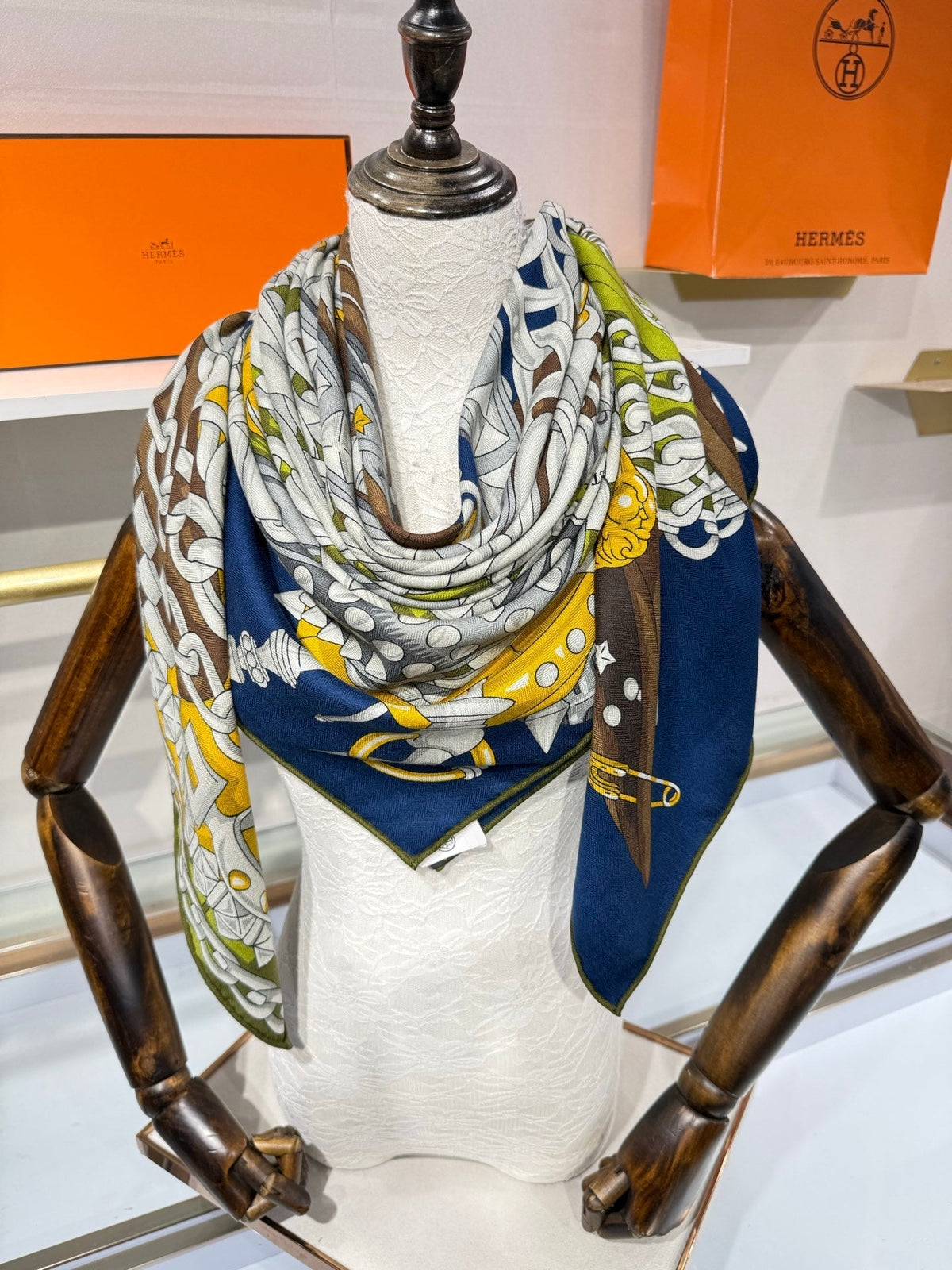 Hermes 2026 Cheval à la Couverture Spirale Square Scarf 140cm Cashmere Silk