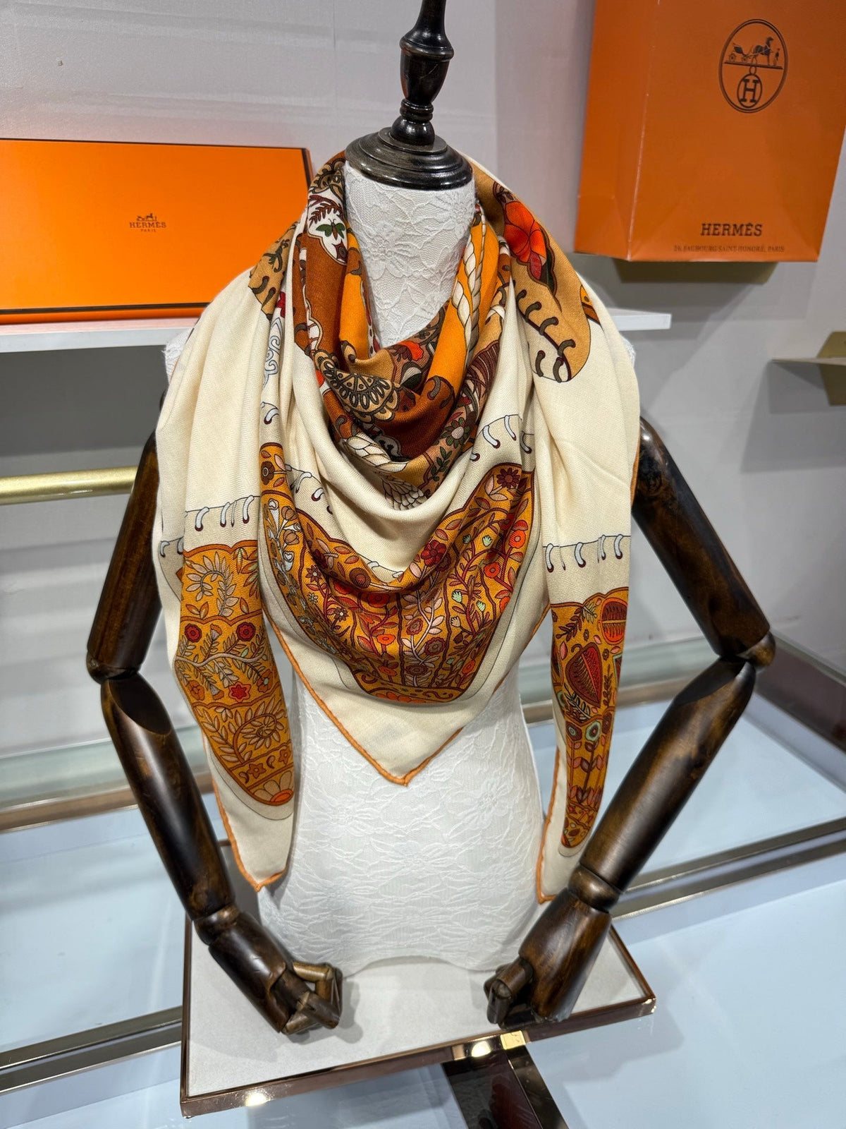 Hermes 2026 Selle de Collection Shawl Scarf 140cm Cashmere Silk 216920
