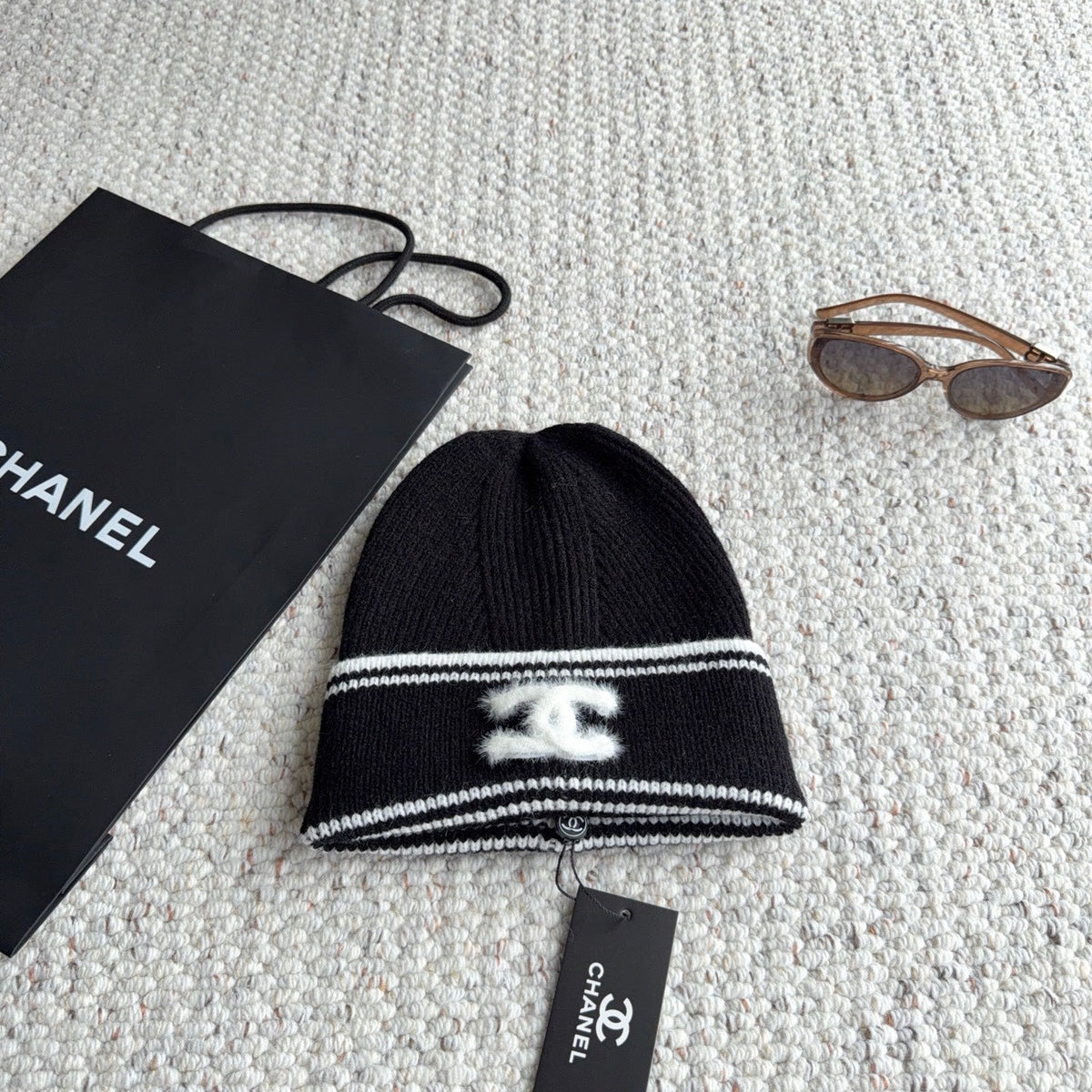 CC 26FW Ribbed Knit Beanie Double C Logo 517951