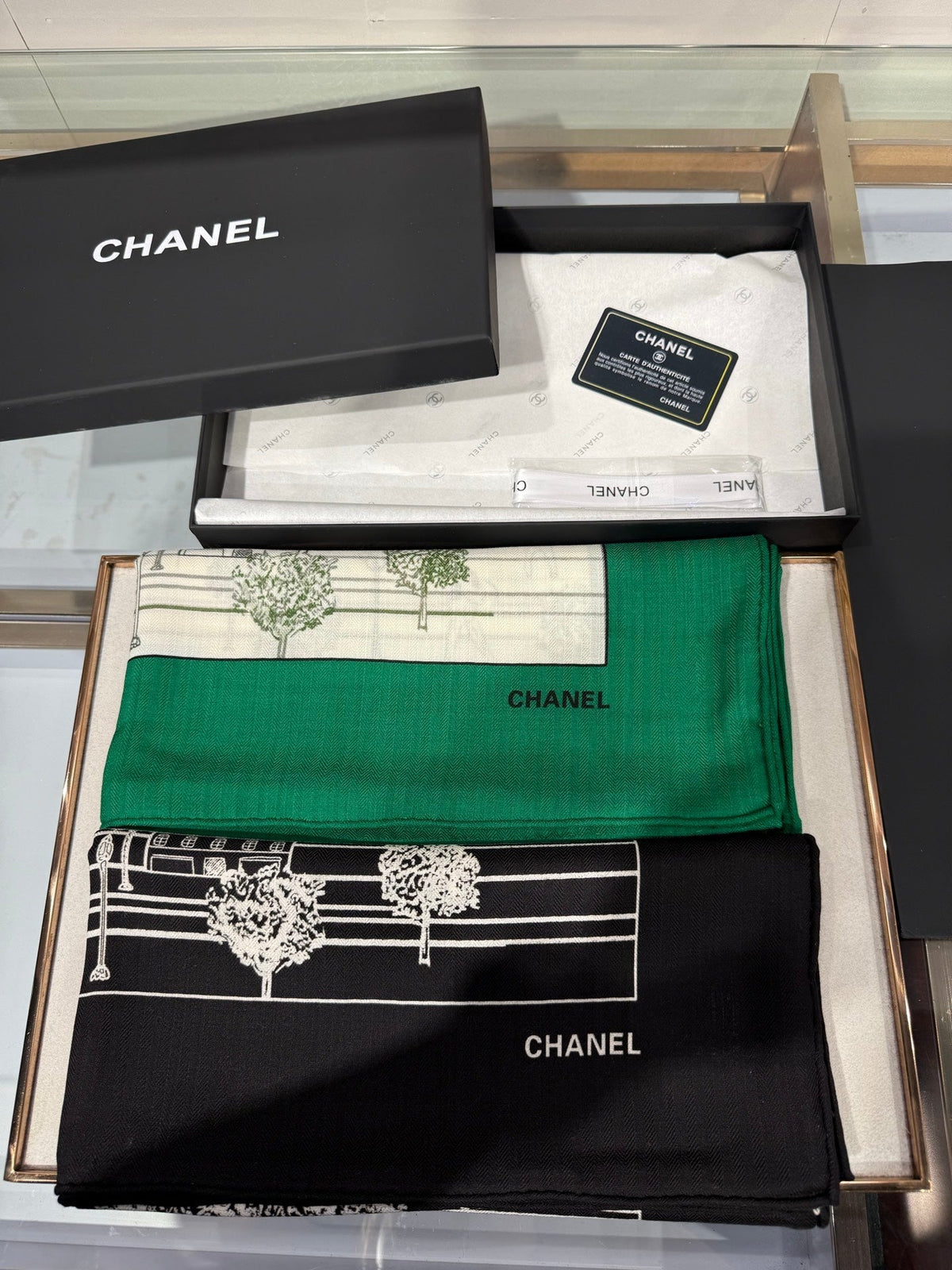 Chanel 2026 Landscape Motifs Scarf 140cm Cashmere Silk 218437