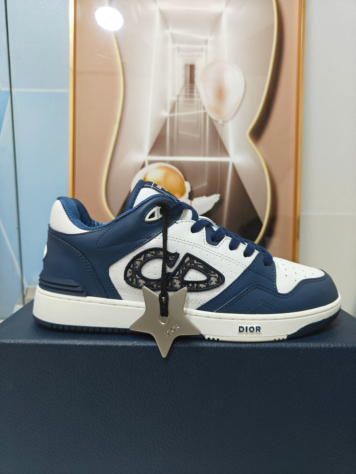 CD 26s Low Top Sneaker White Navy Blue Calfskin 294815