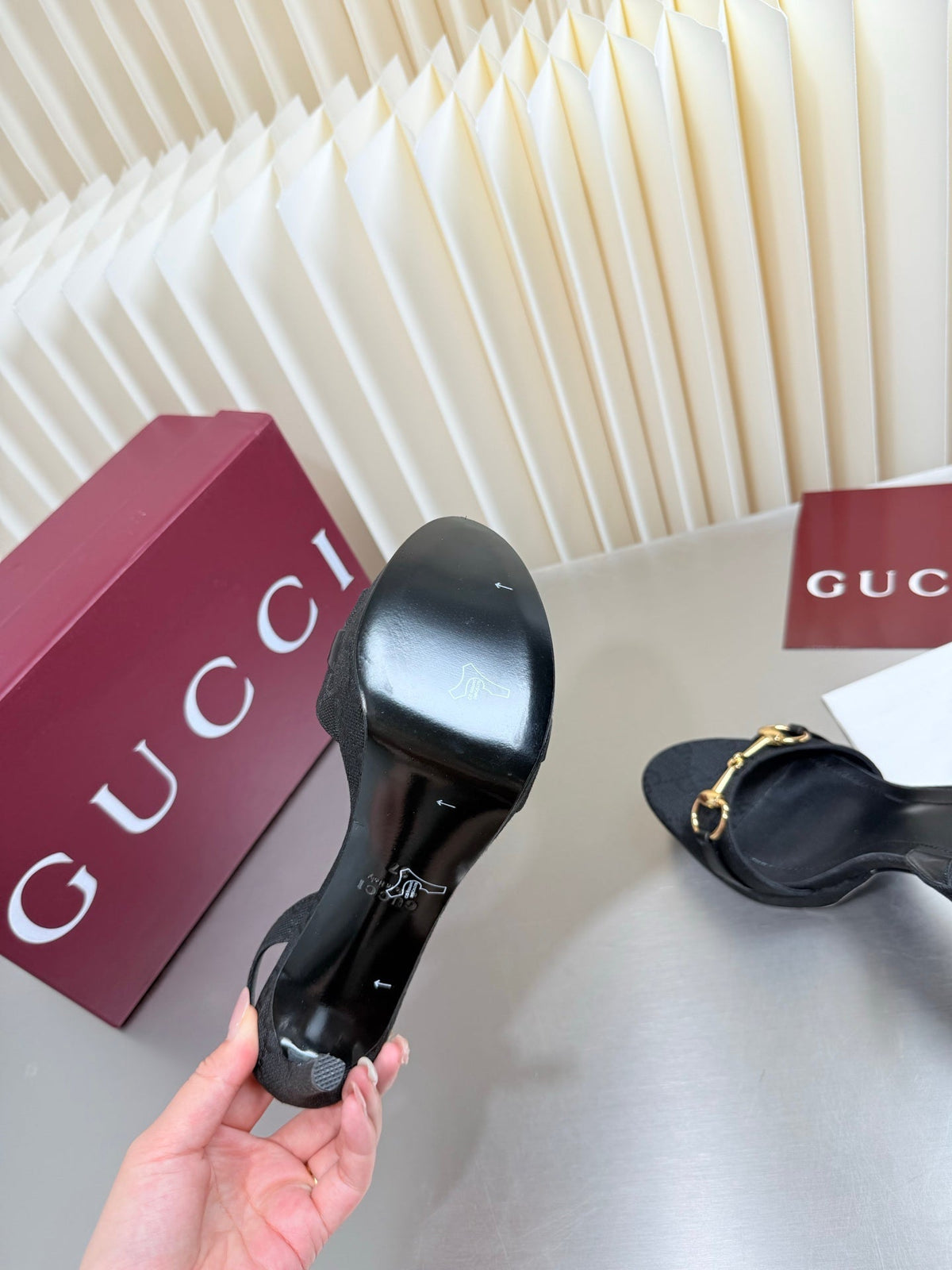 Gucci 26s Slingback Pump 10.5cm Black GG Canvas