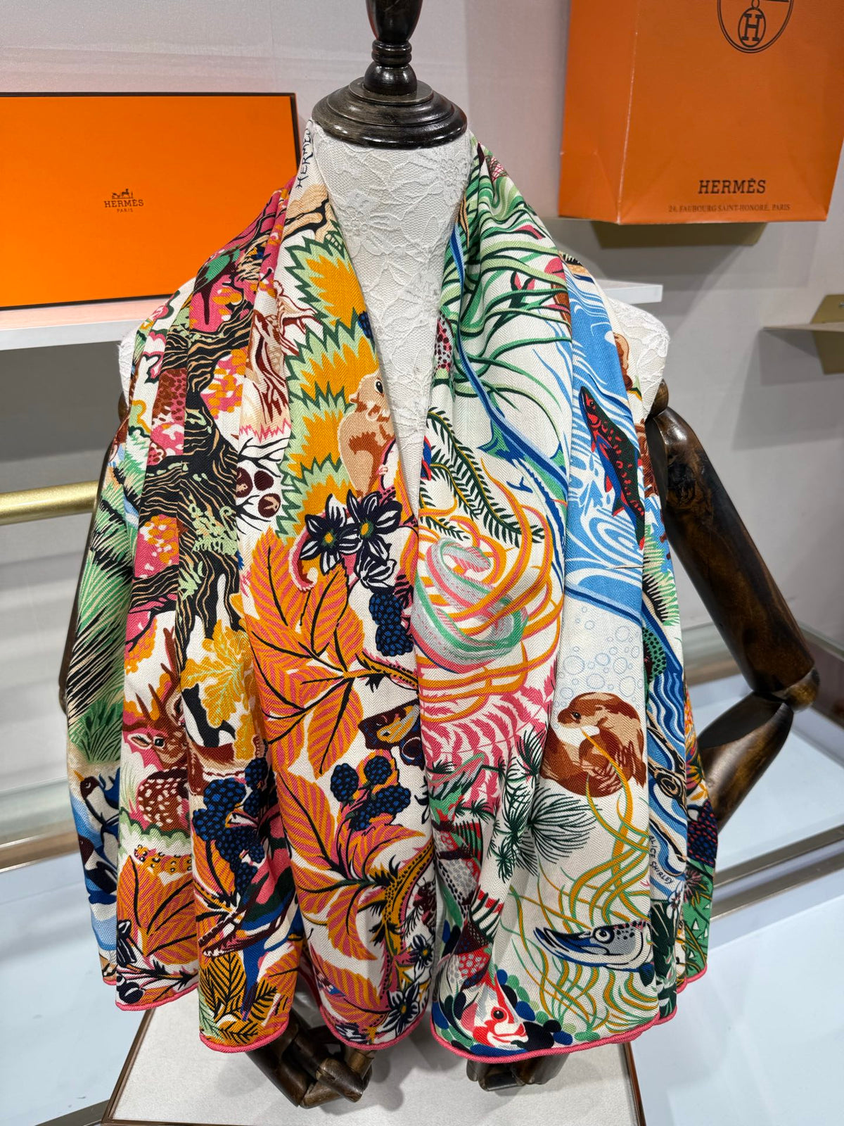 Hermes 2026 Rewilding Nature Scarf 140cm Cashmere Silk 217528