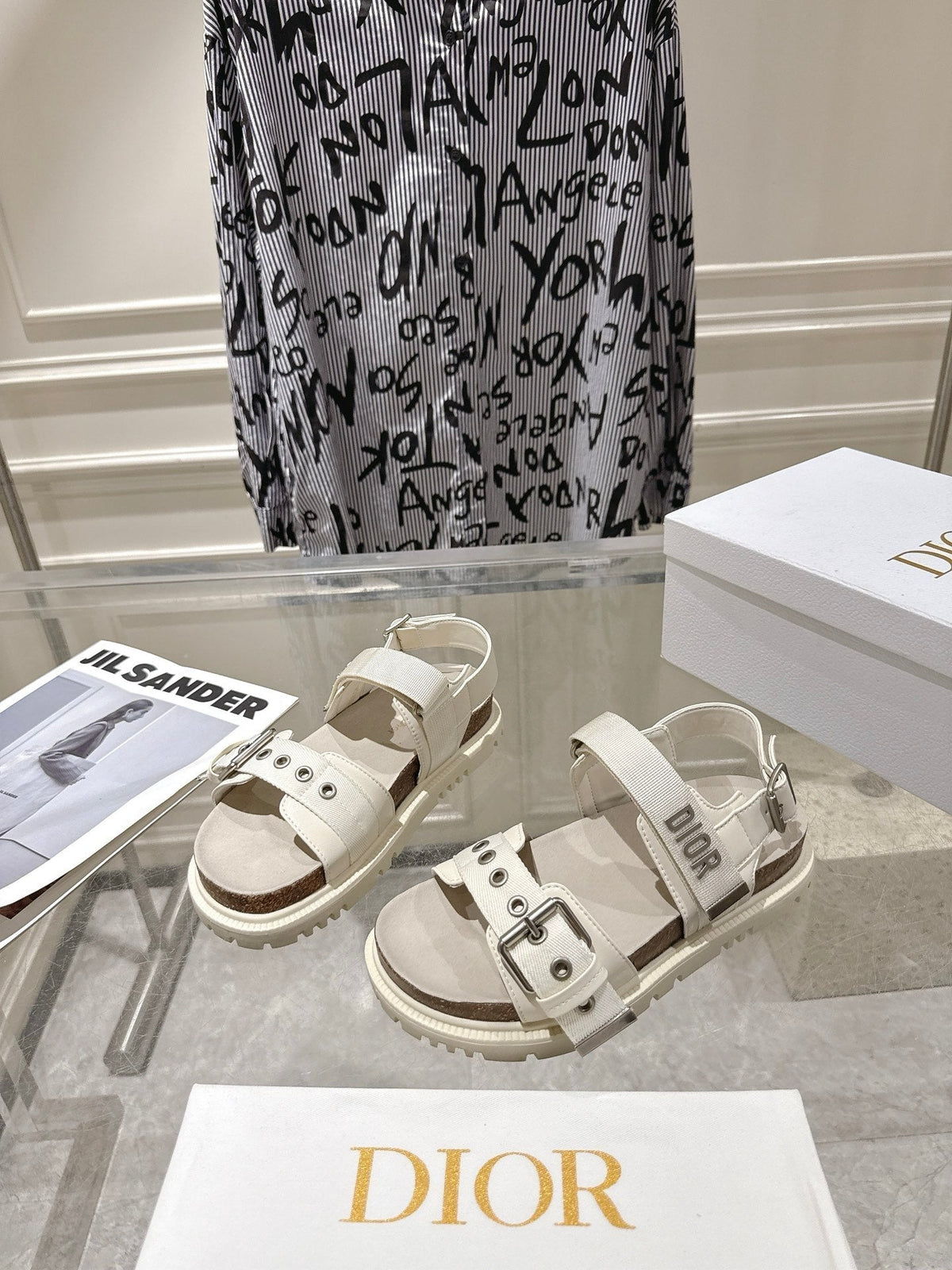 CD 26s Buckle Sandals Off White Canvas 814205