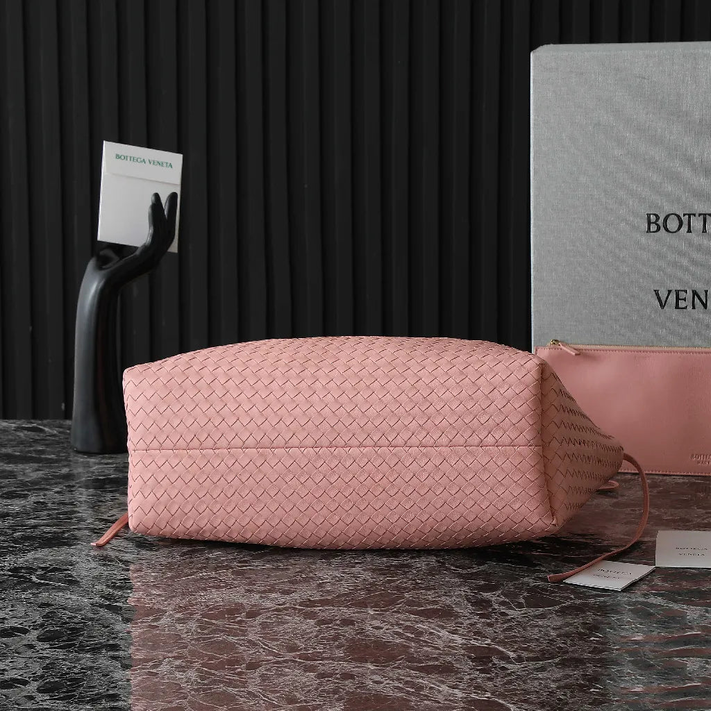 BV Pinacoteca Bag 43cm Pink Intrecciato Calfskin & Suede
