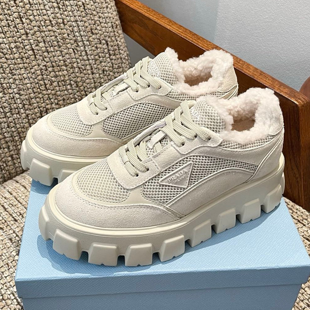 Prada 2026 Monolith Trainer Sneaker Suede Mesh Wool 175418
