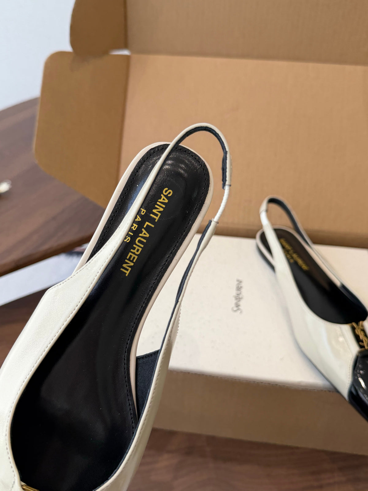 YSL Babylone Slingback Flat Sheepskin 158971
