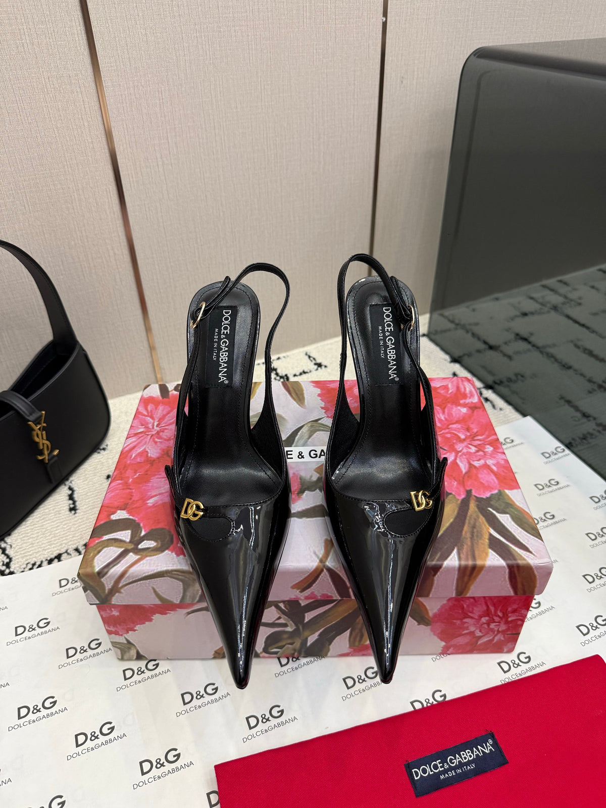 DG 26FW Logo Slingback Pumps 10cm Patent Leather 179861